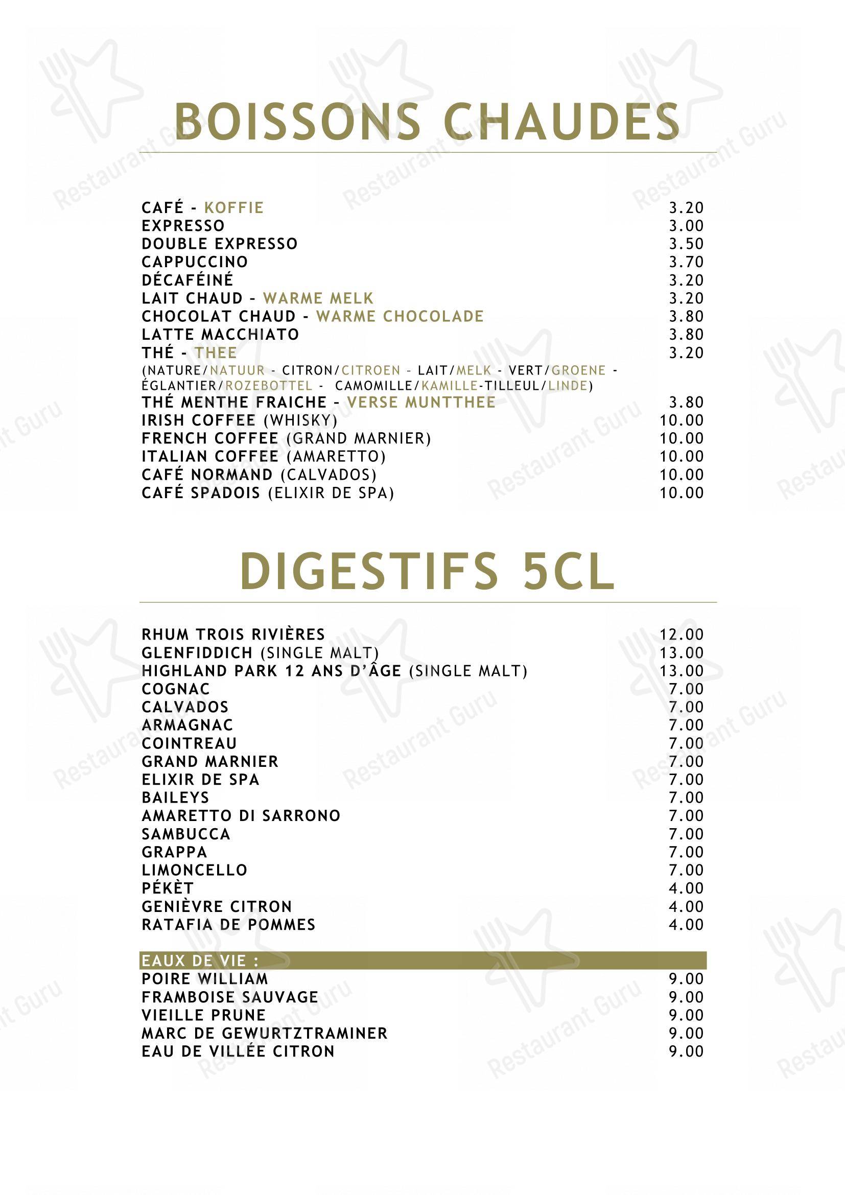 Menu bar pour Le Vert de Pommier dans Stoumont