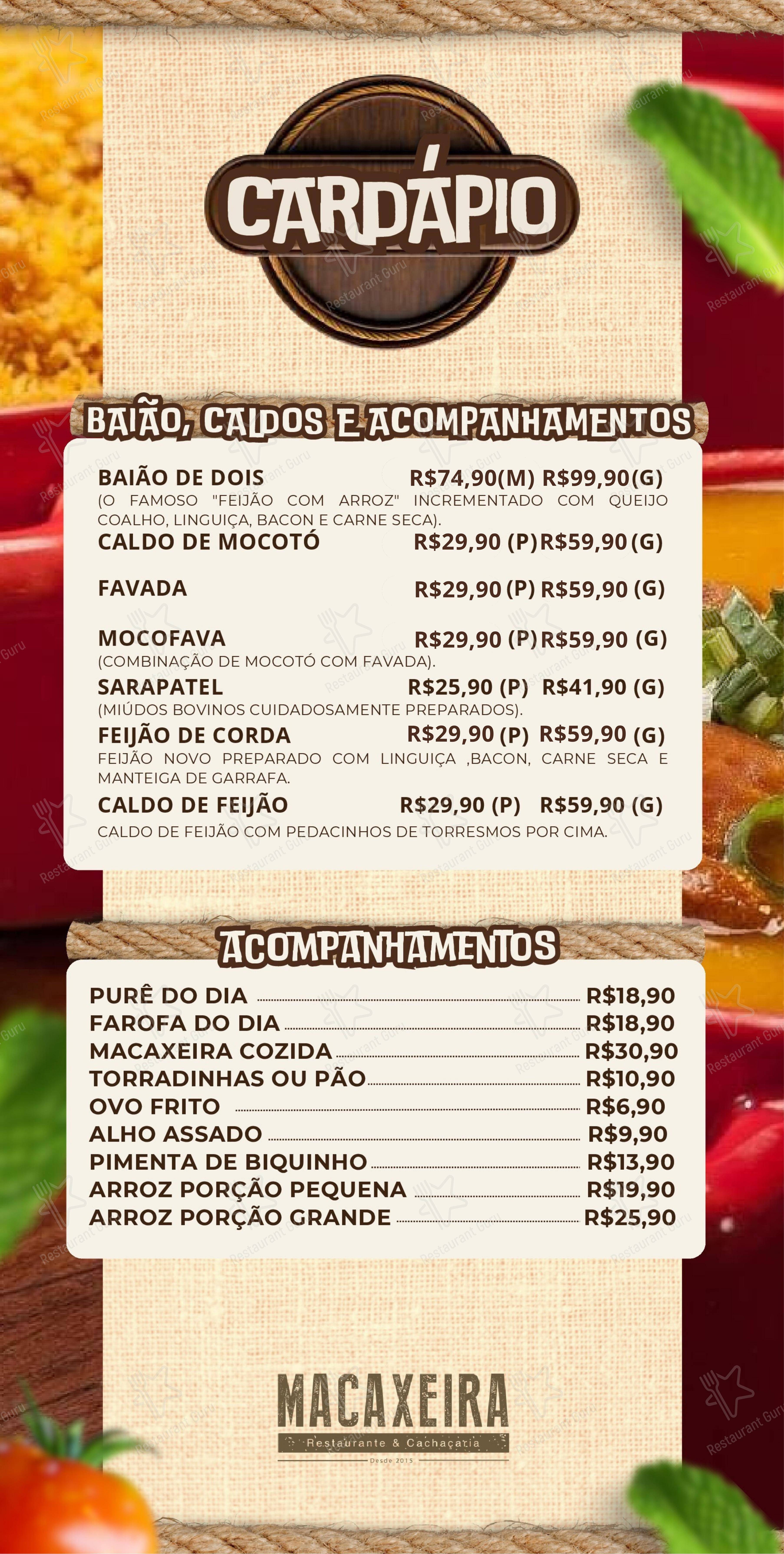 Macaxeira Restaurante & Cachaçaria - Menu bar