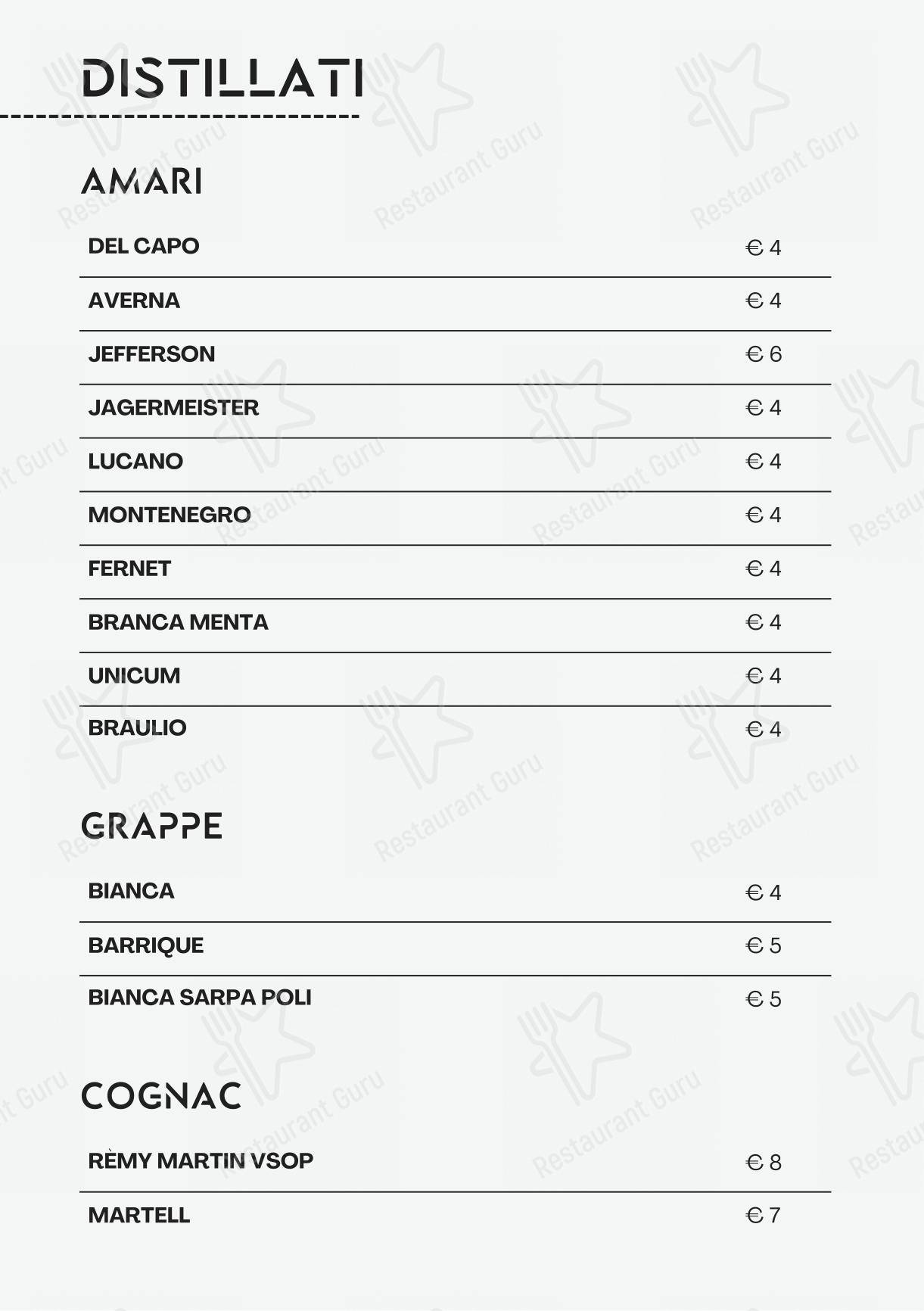 Menu bar per Osteria Urbana in Roma