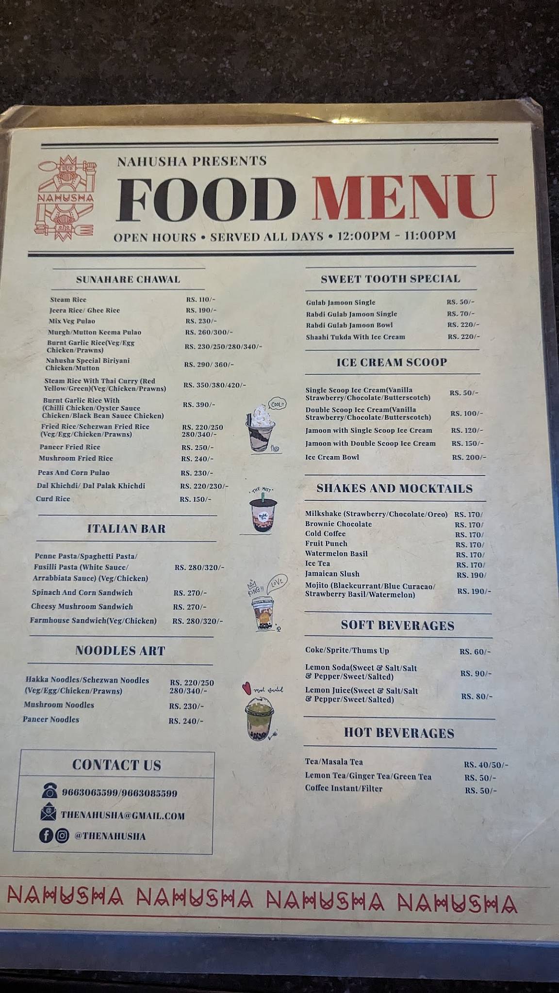 Nahusha menu