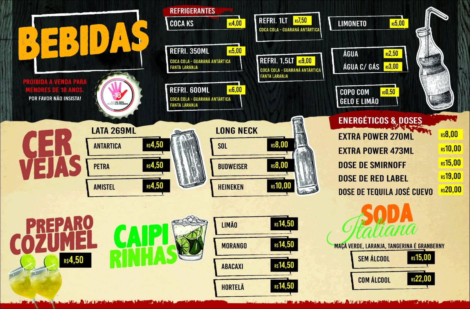 O Rei da Cidade cardápio
