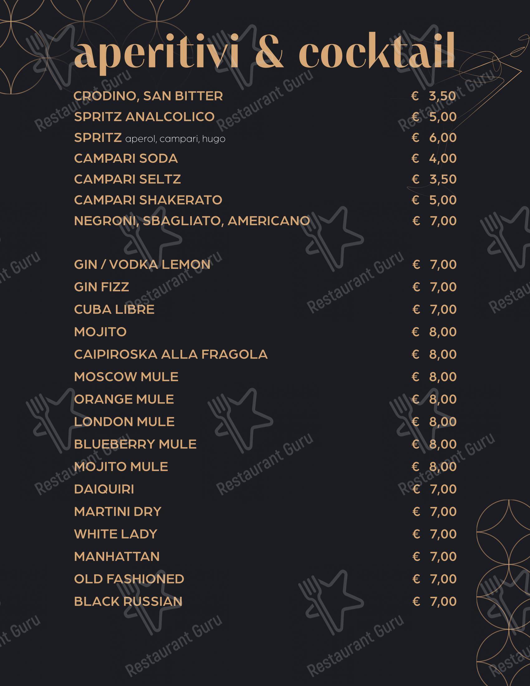 Menu di Ottocento osteria con cucina - Коктейльная карта