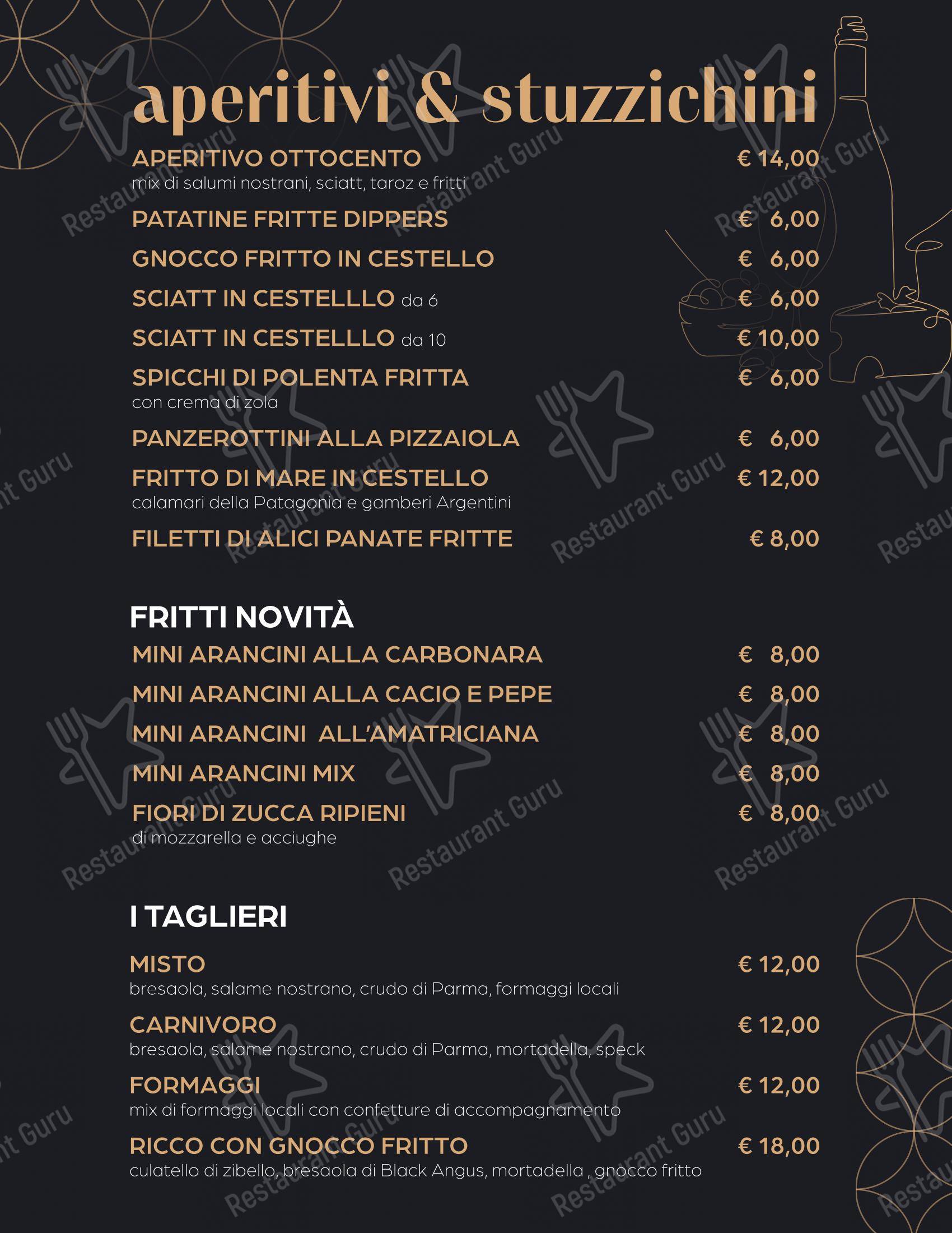 Ottocento osteria con cucina in Morbegno - Основное меню