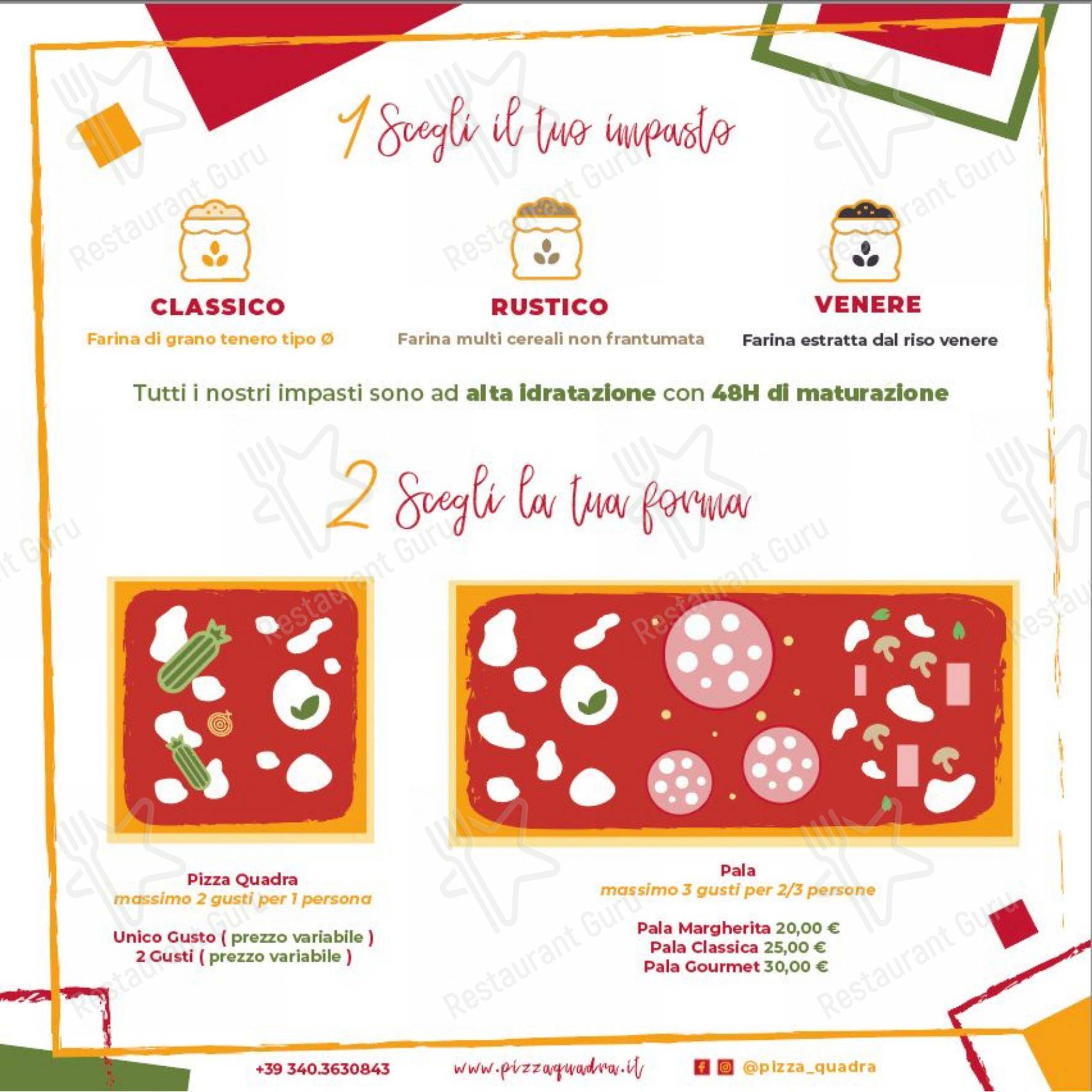 Pizza Quadra in Prato - Menu