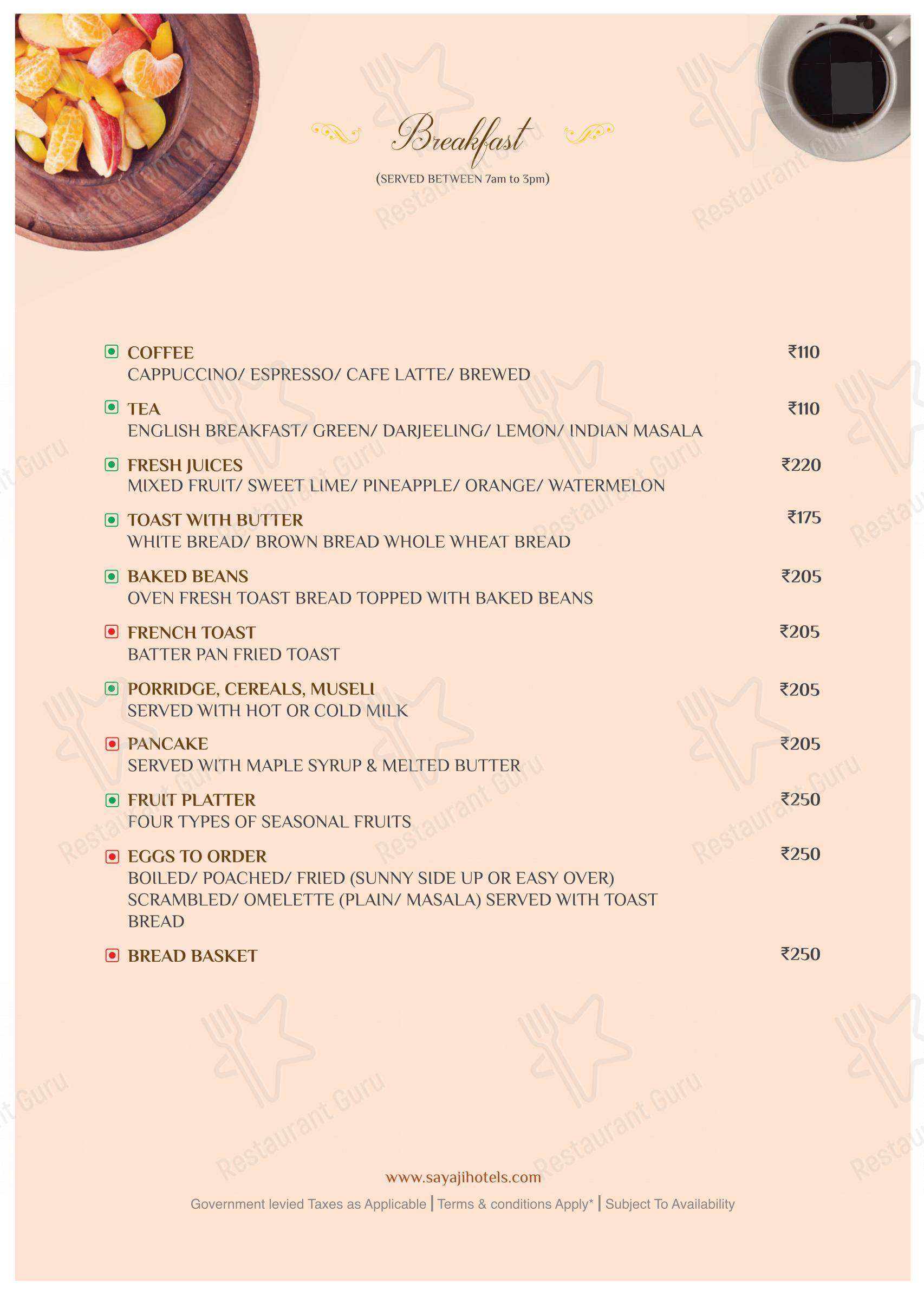 Portico Restaurant in Pune - 菜单
