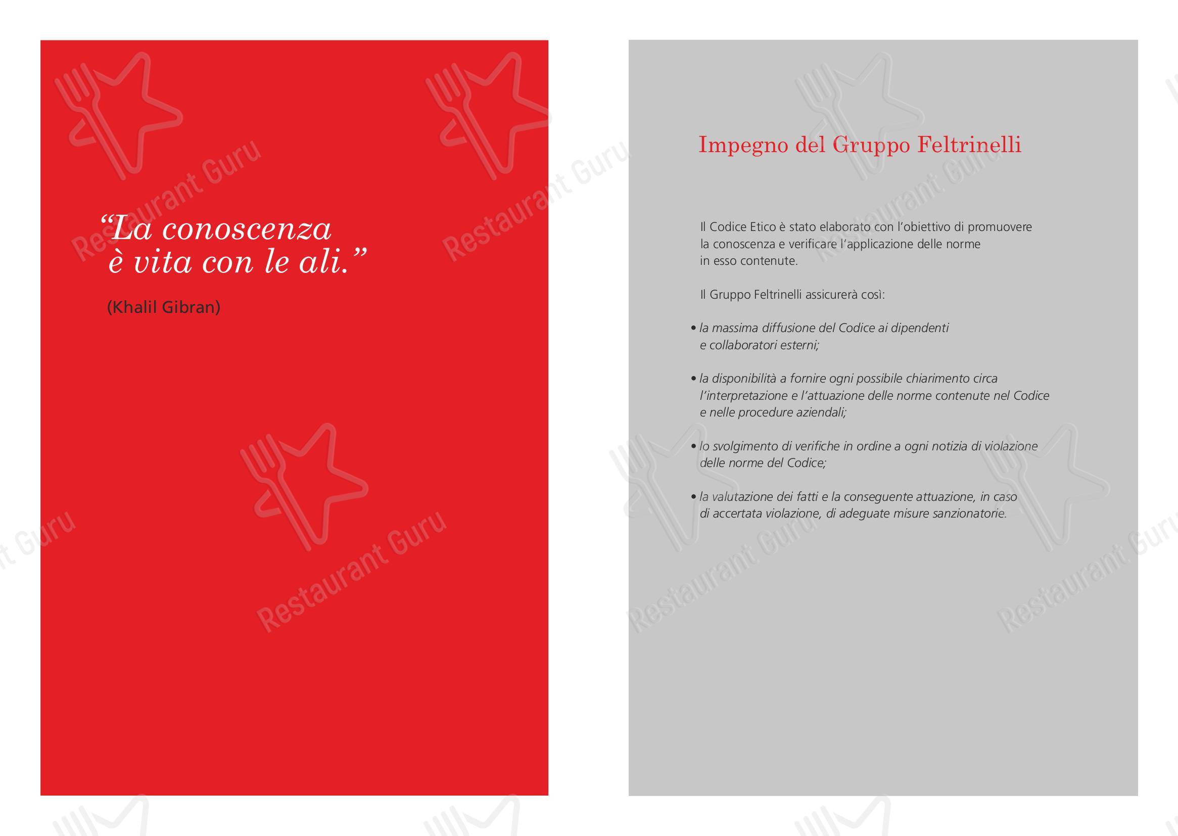 Menu per Feltrinelli Librerie fast food