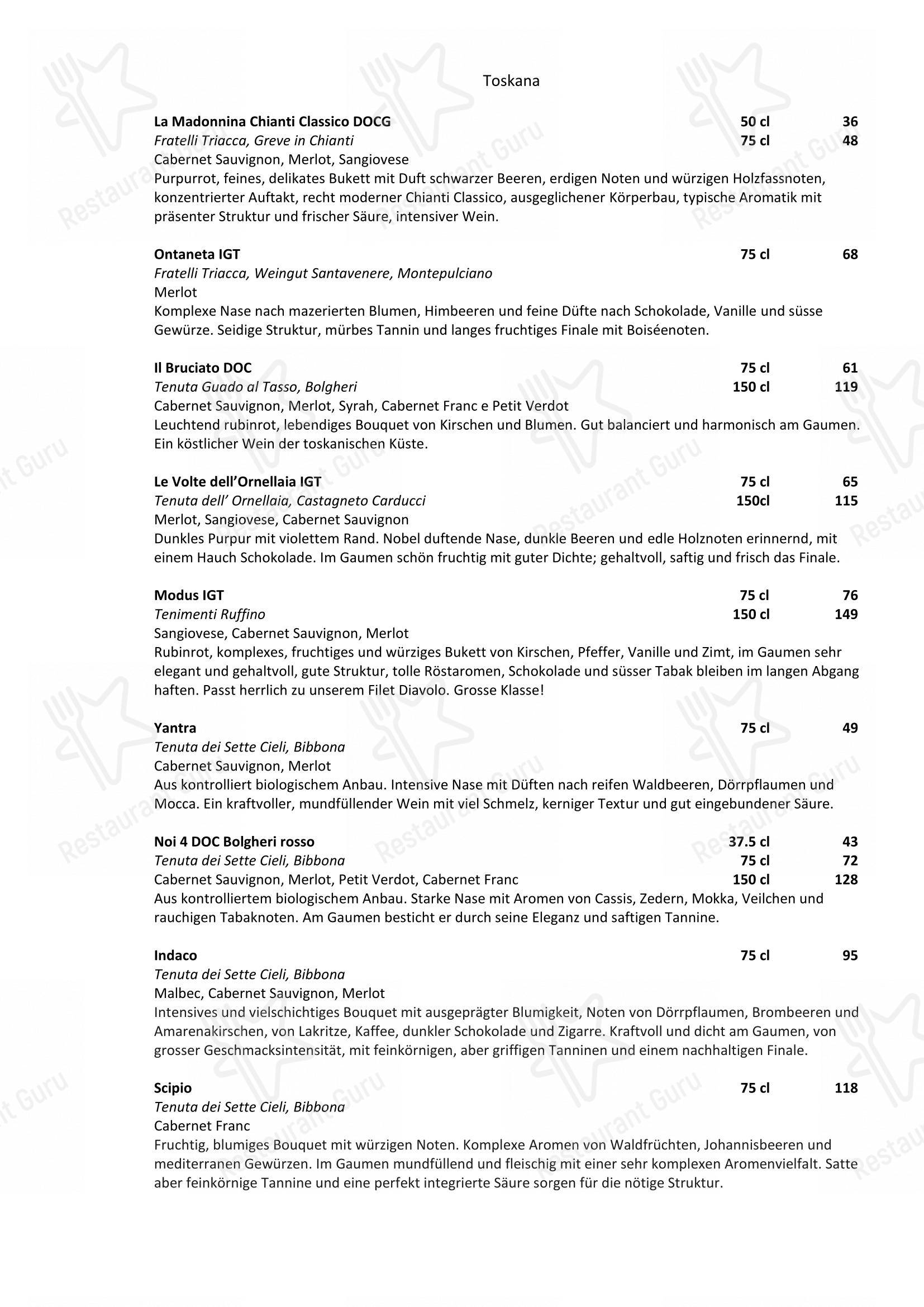 Menu bar per Restaurant Sonne pizzeria