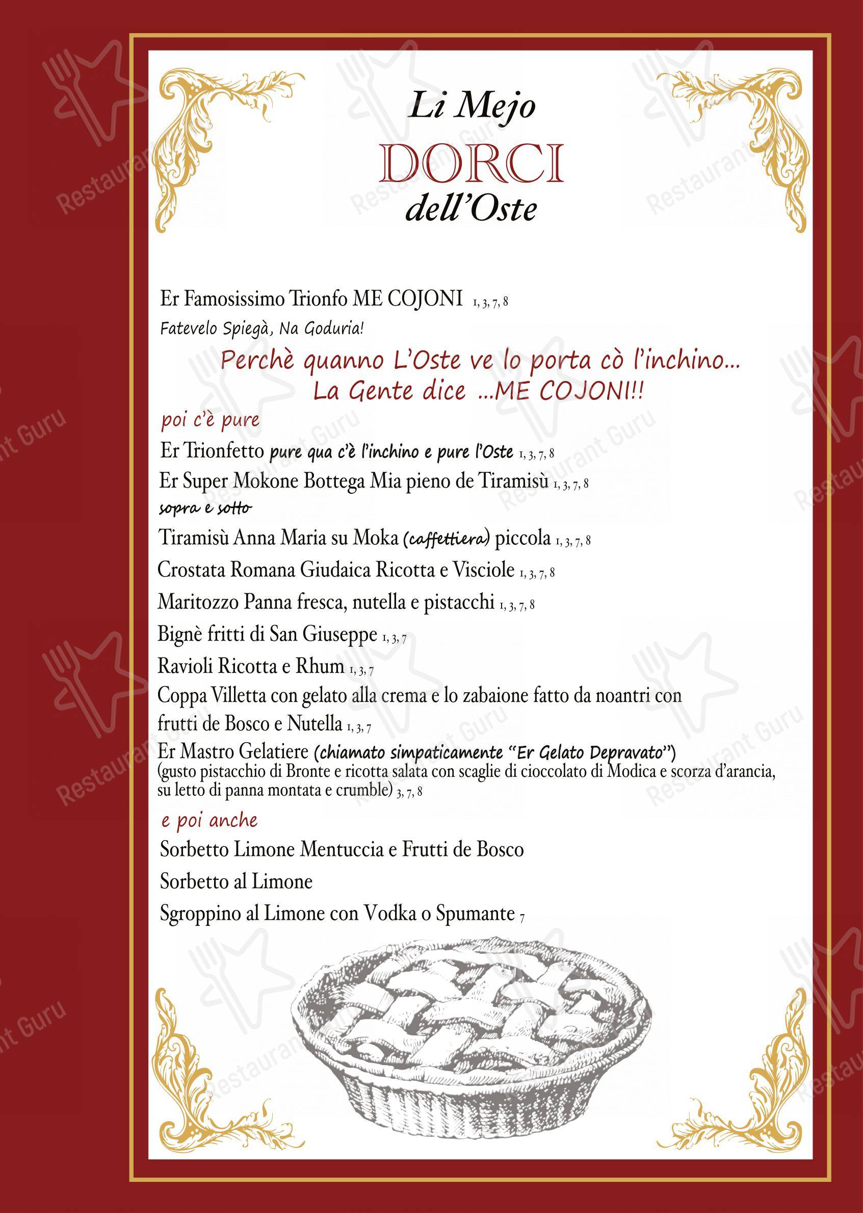 Menu per Ristorante La Villetta dal 1940 in Roma