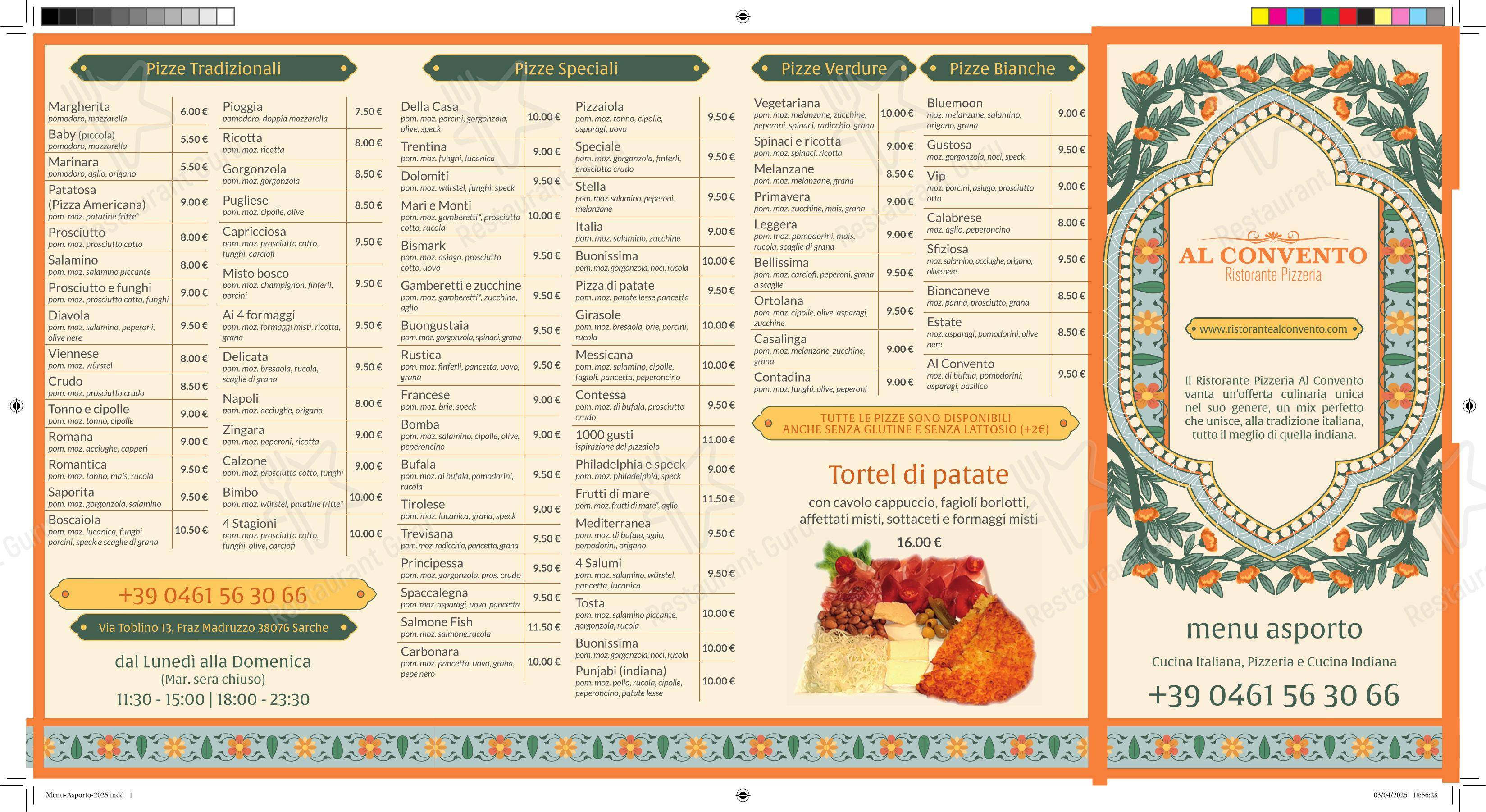 Ristorante Pizzeria al Convento in Ponte Oliveti - Menu bar