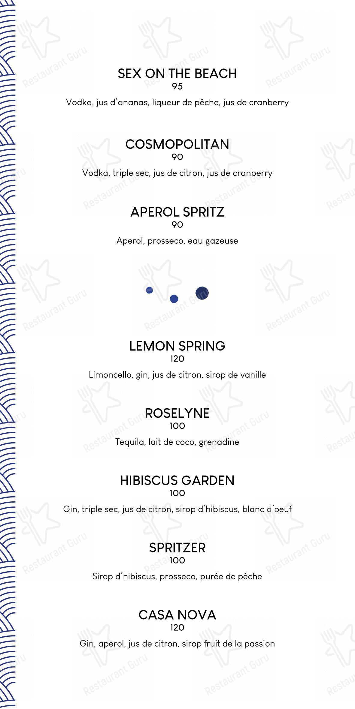 Menu bar pour Shoko Lounge dans Rabat