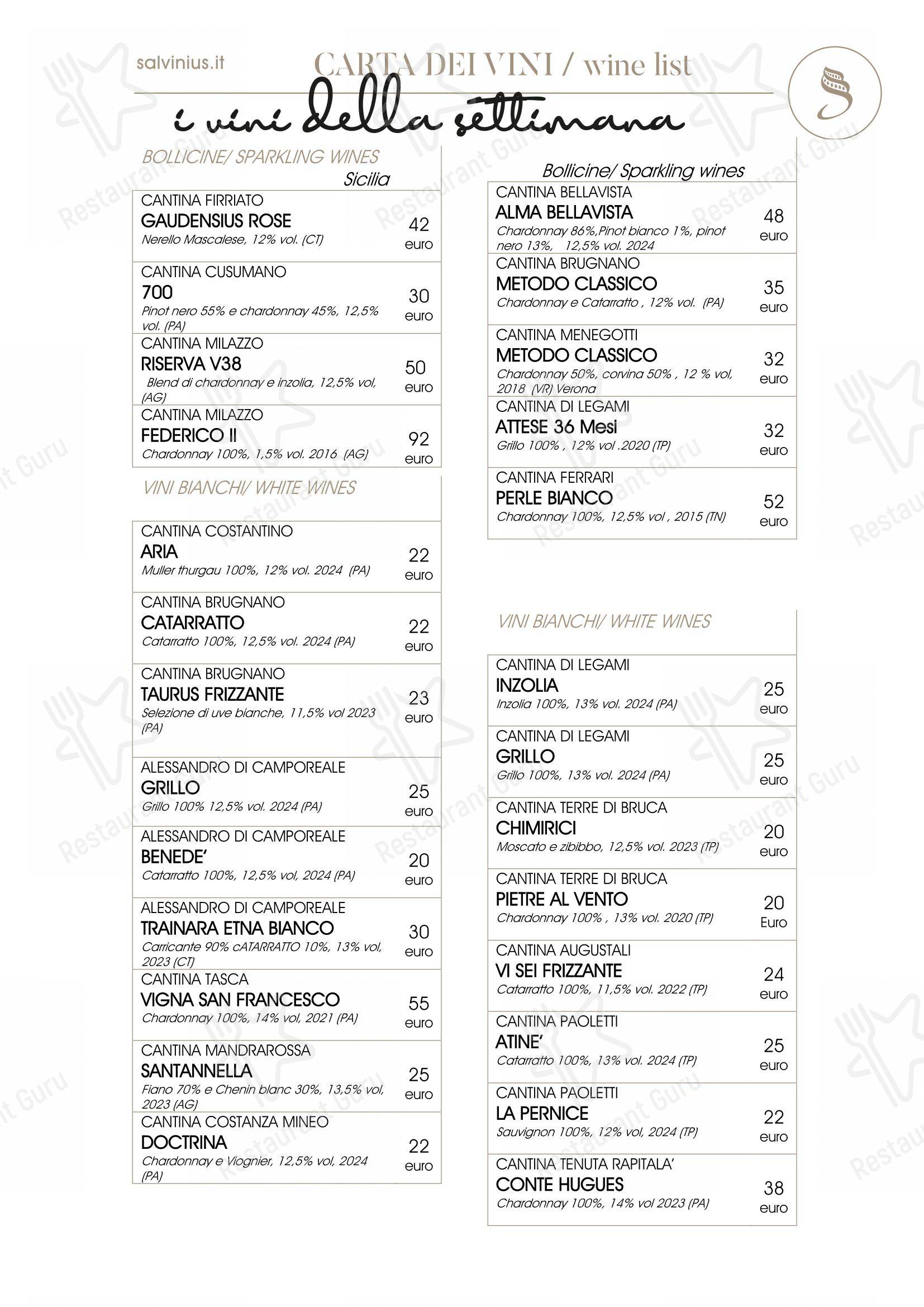 Menu bar per Salvinius ristorante