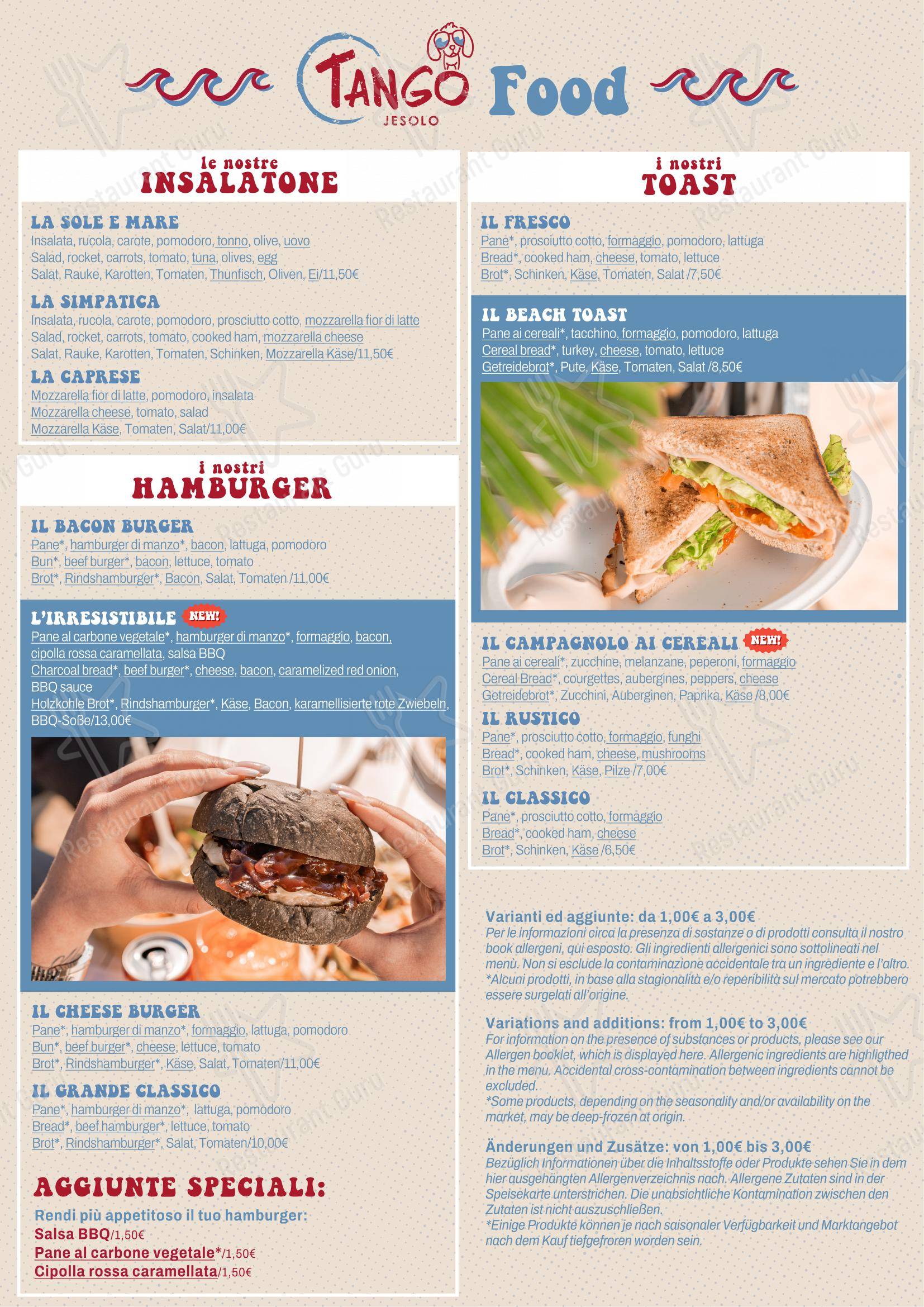 Tango Bar Venezia in Venezia - Menu