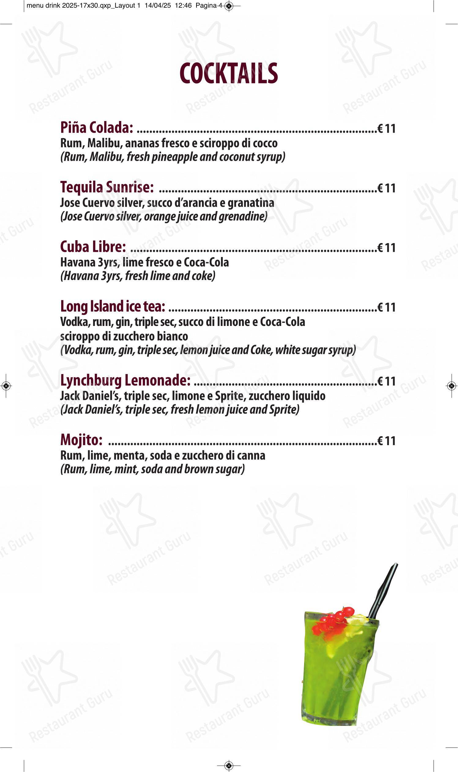 Menu bar per The Bramble Bar & Kitchen pub & bar
