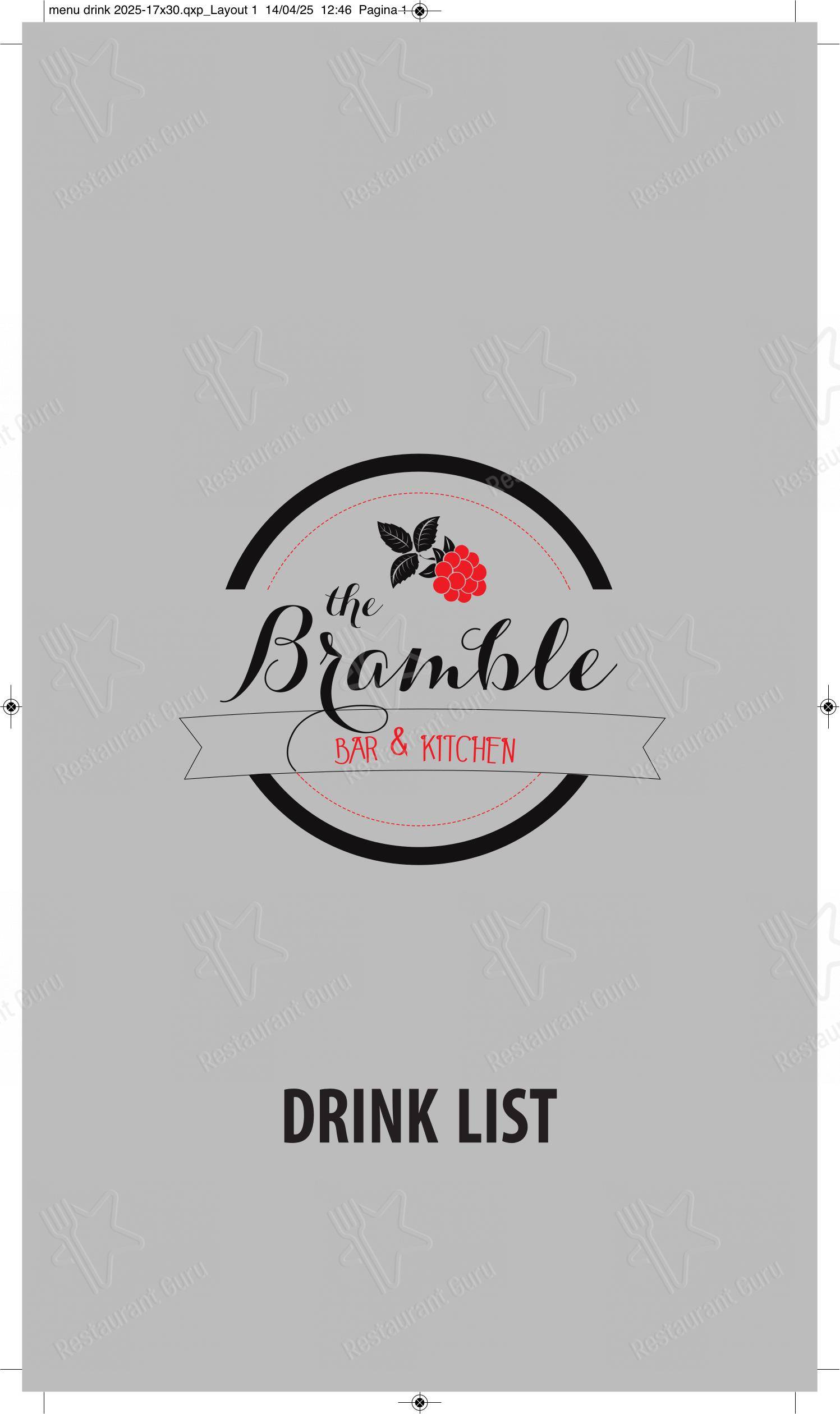 Menu bar per The Bramble Bar & Kitchen in Roma