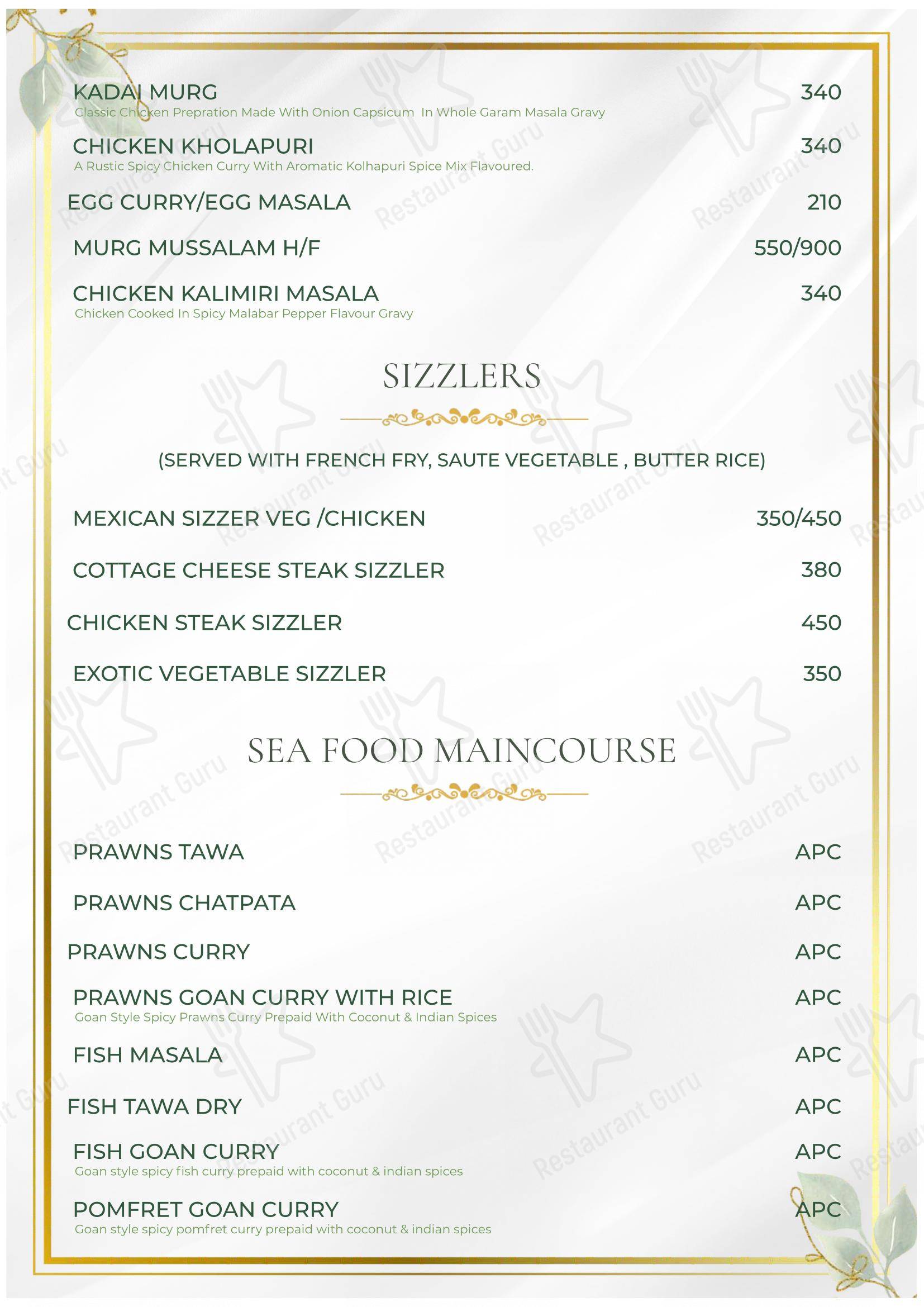 The Golden Leaf - Menu