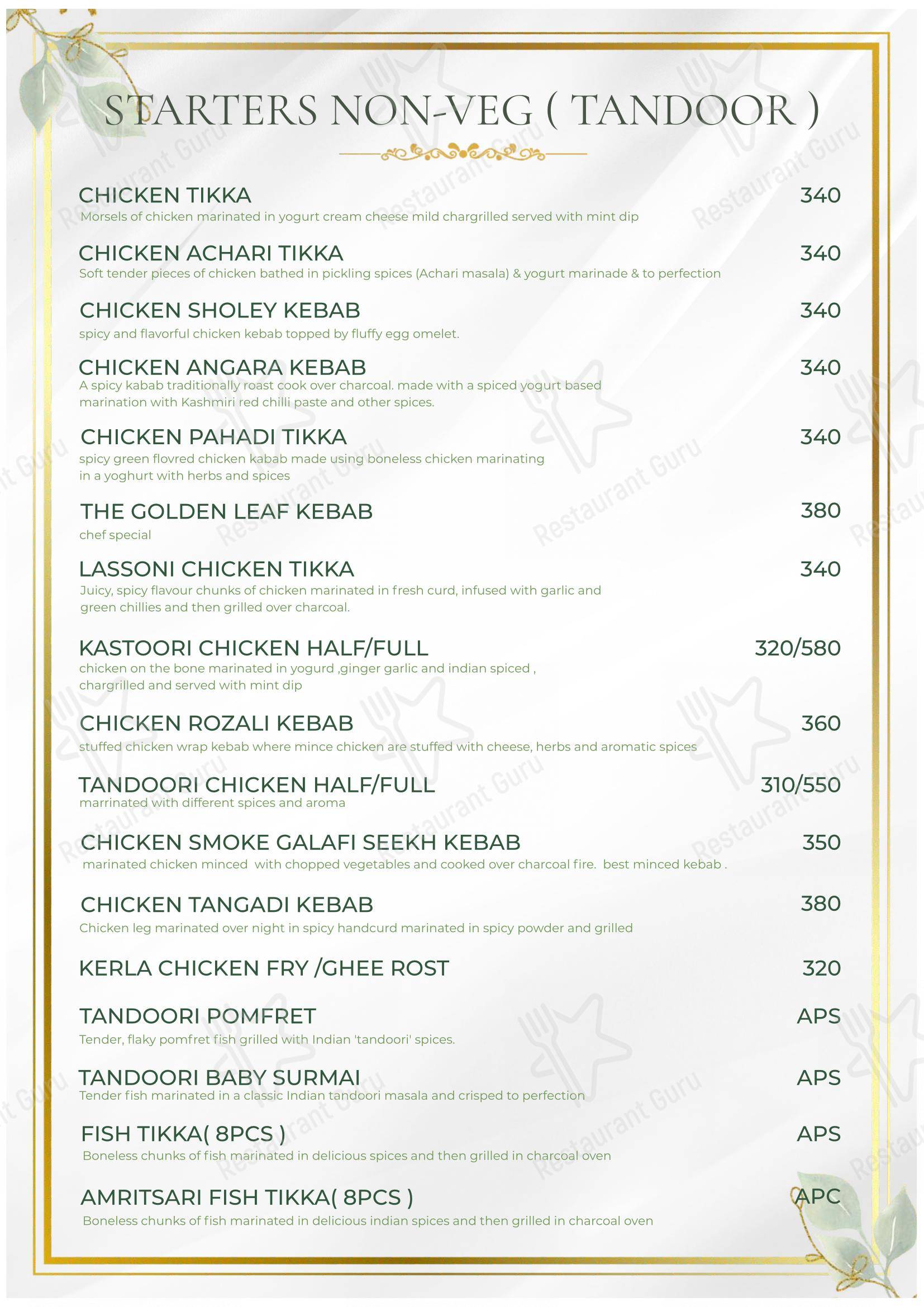 Menu for The Golden Leaf in Pimpri-Chinchwad