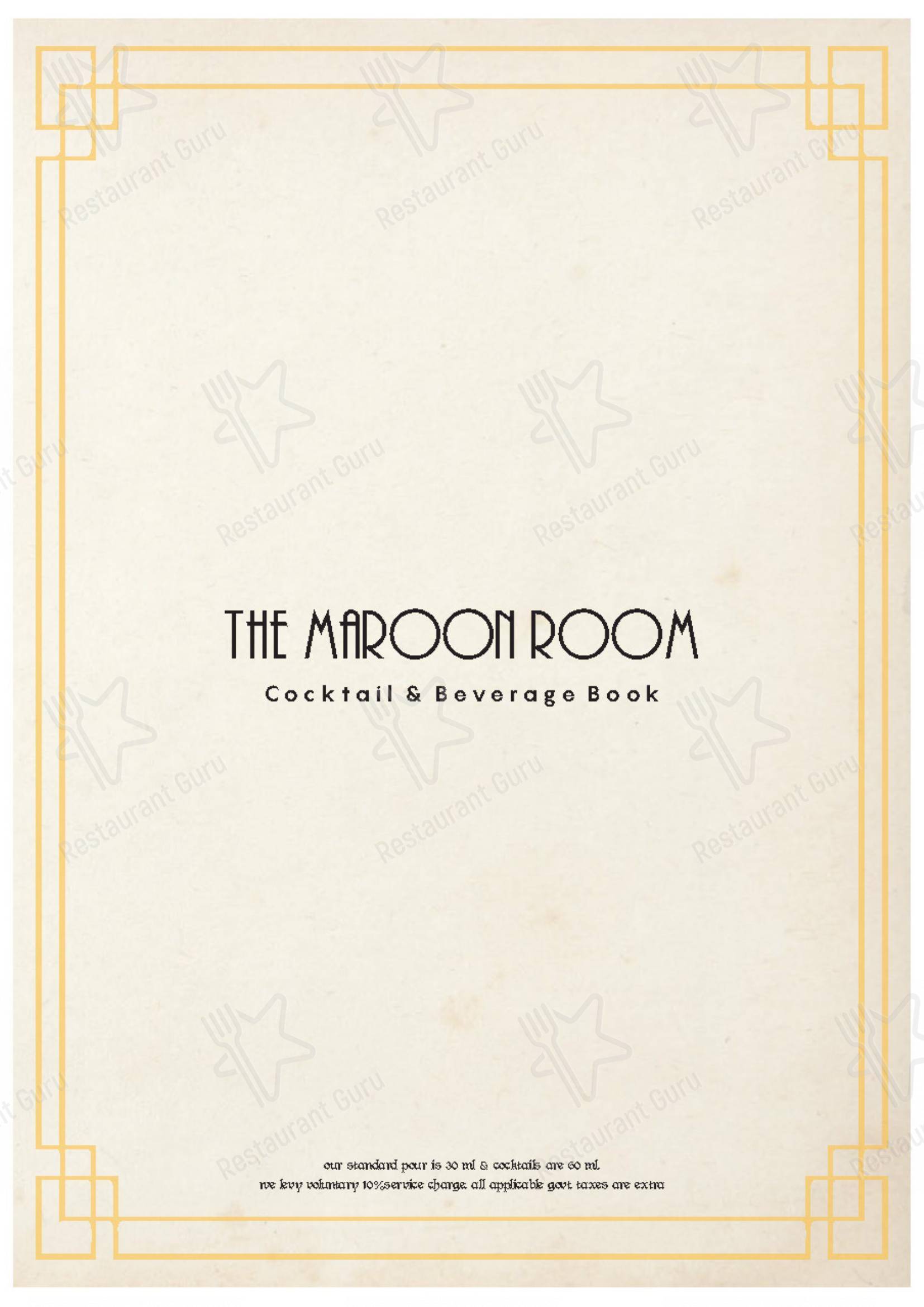 Menu bar for the The Maroon Room – Pan Asian Fine Dine in Guwahati restaurant