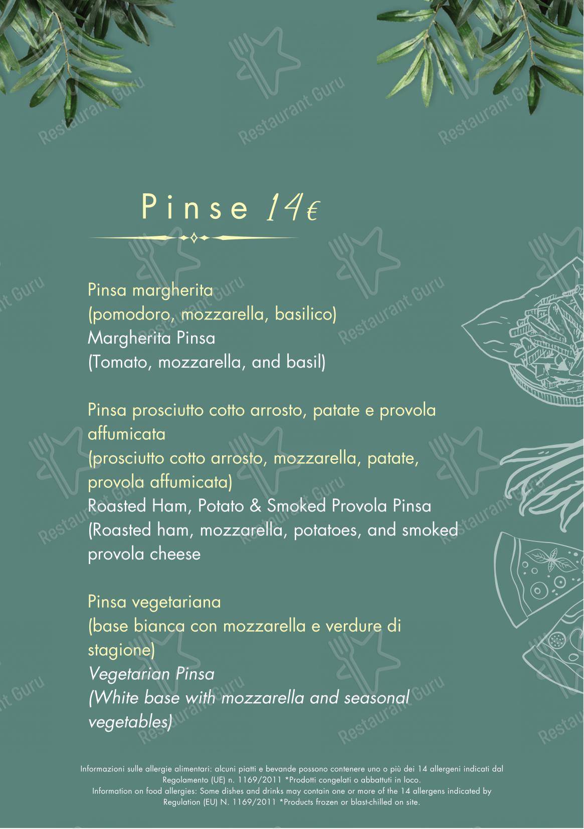 Menu bar per The Times Bar & Restaurant in Roma