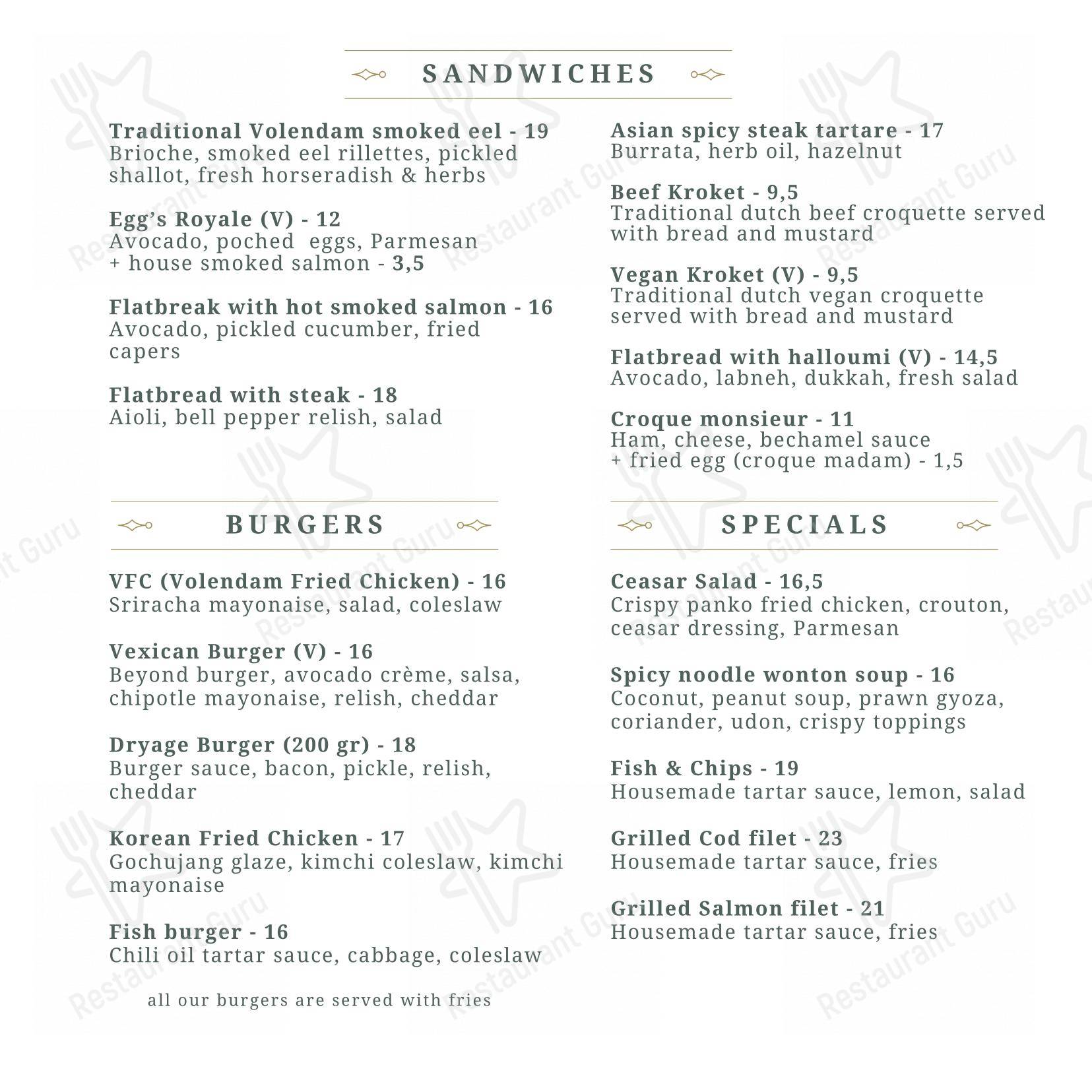 Menu bar pour Thirty5 restaurant