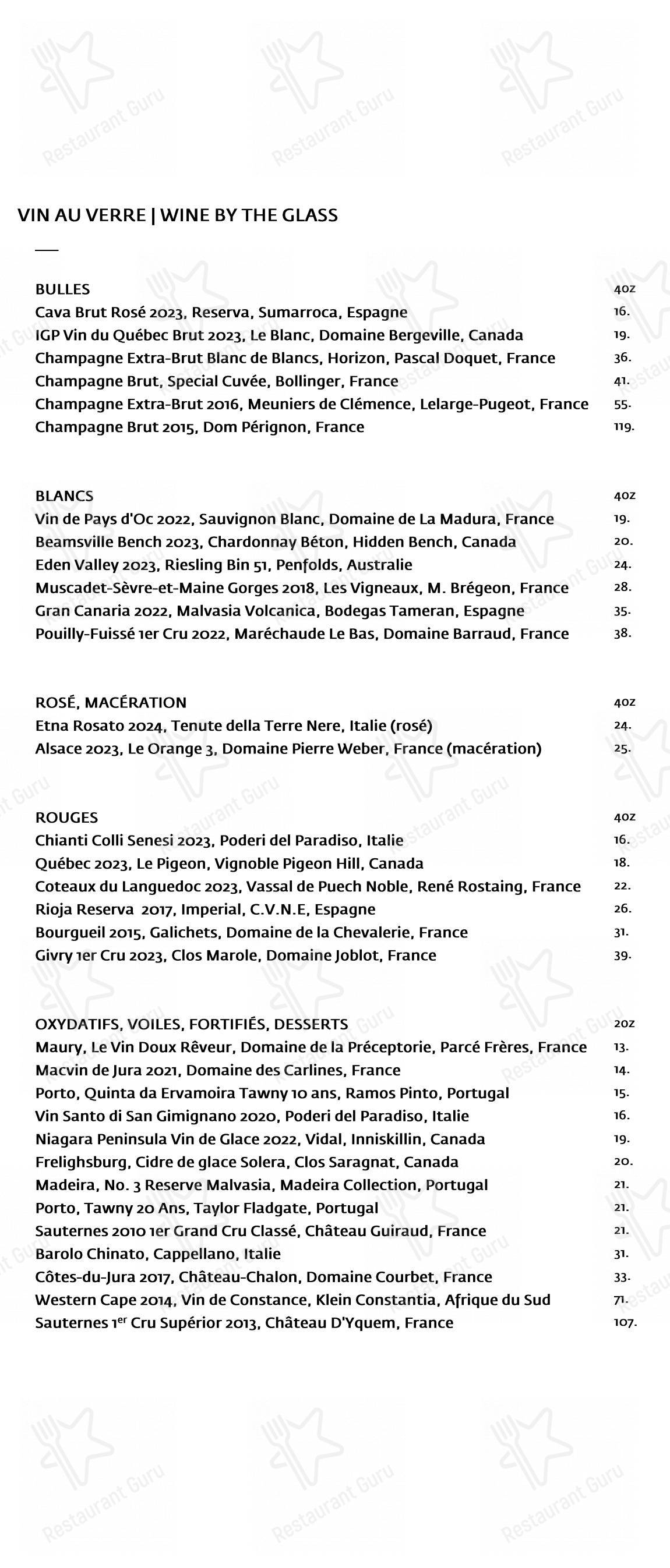 Menu pour Restaurant Toqué! - 菜单