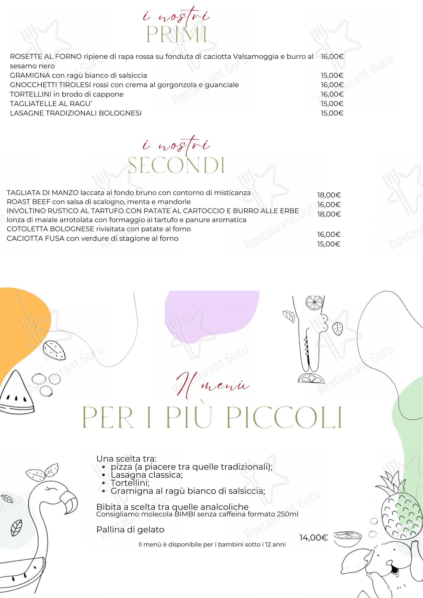 Vito a San Luca in Bologna - Menu