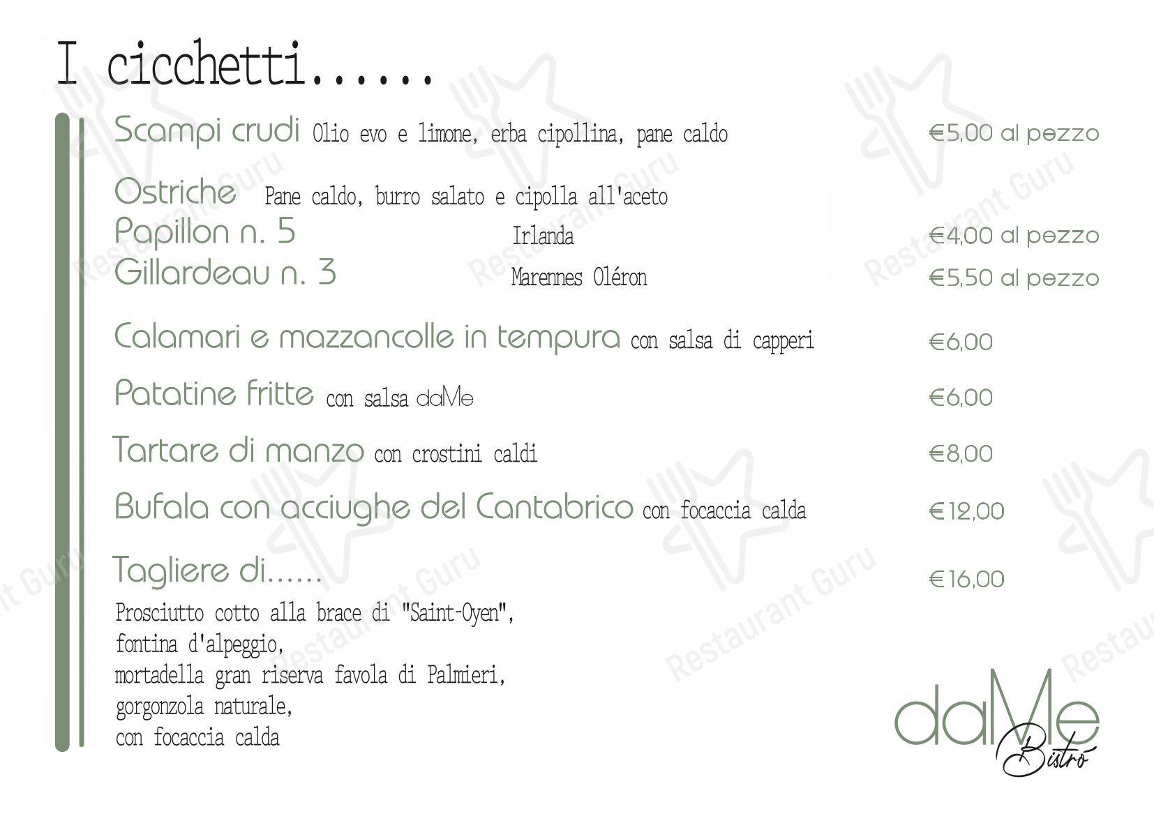 Menu di DaMe Bistrò - Menu