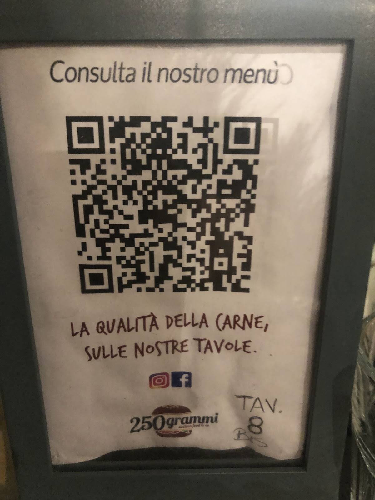 Menu di 250 Grammi Hamburgheria 