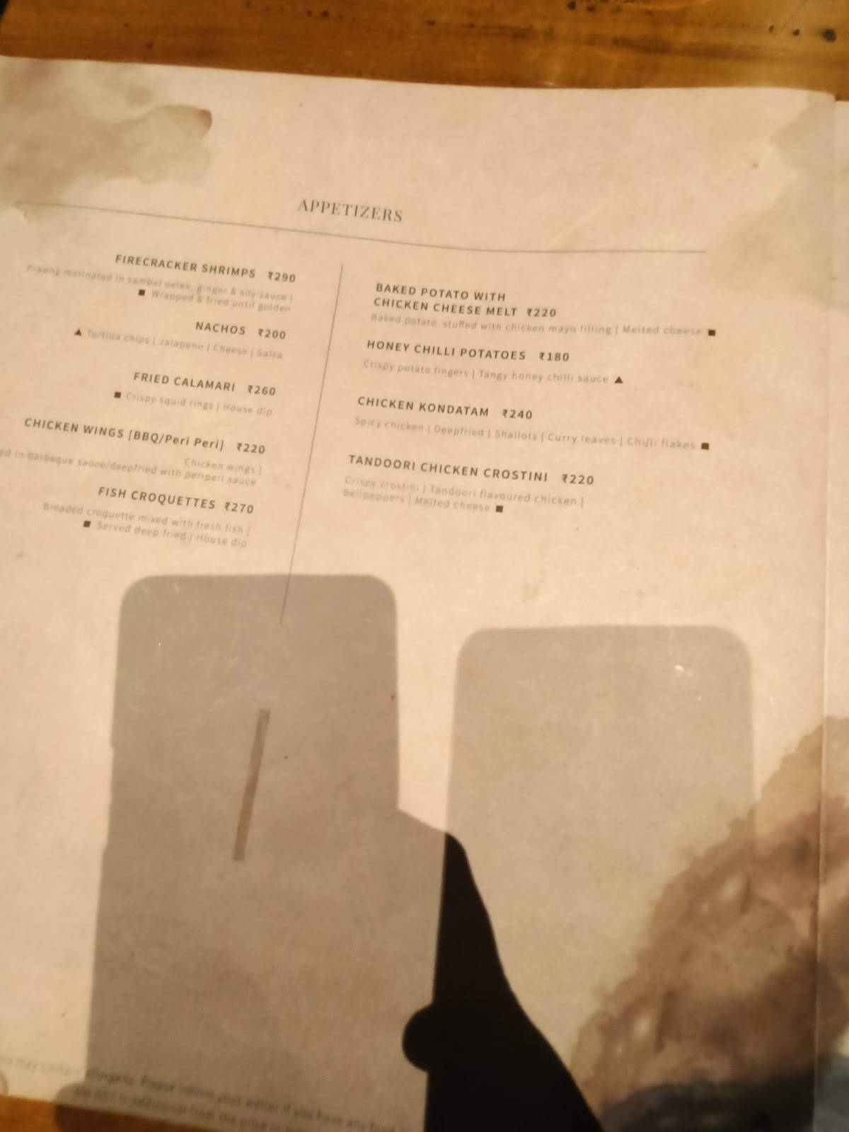 40 Feet menu