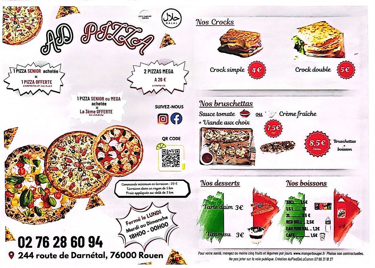 Menu de AD PIZZA ROUEN ( halal )