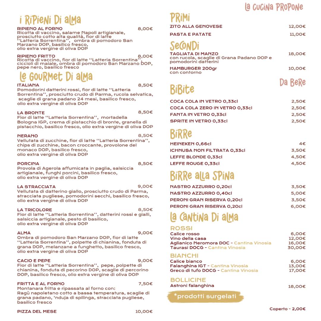 Menu di ALMA pizzeria gourmet 