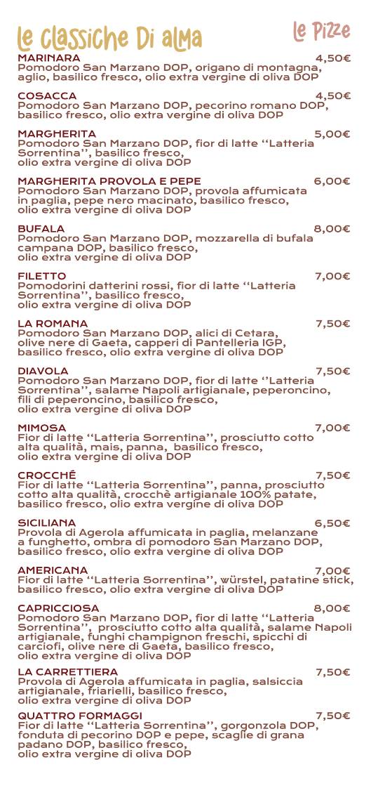 Menu di ALMA pizzeria gourmet 