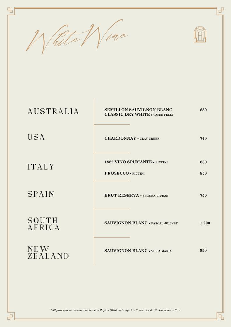 Menu at ARCH ALLEY pub & bar, Batam