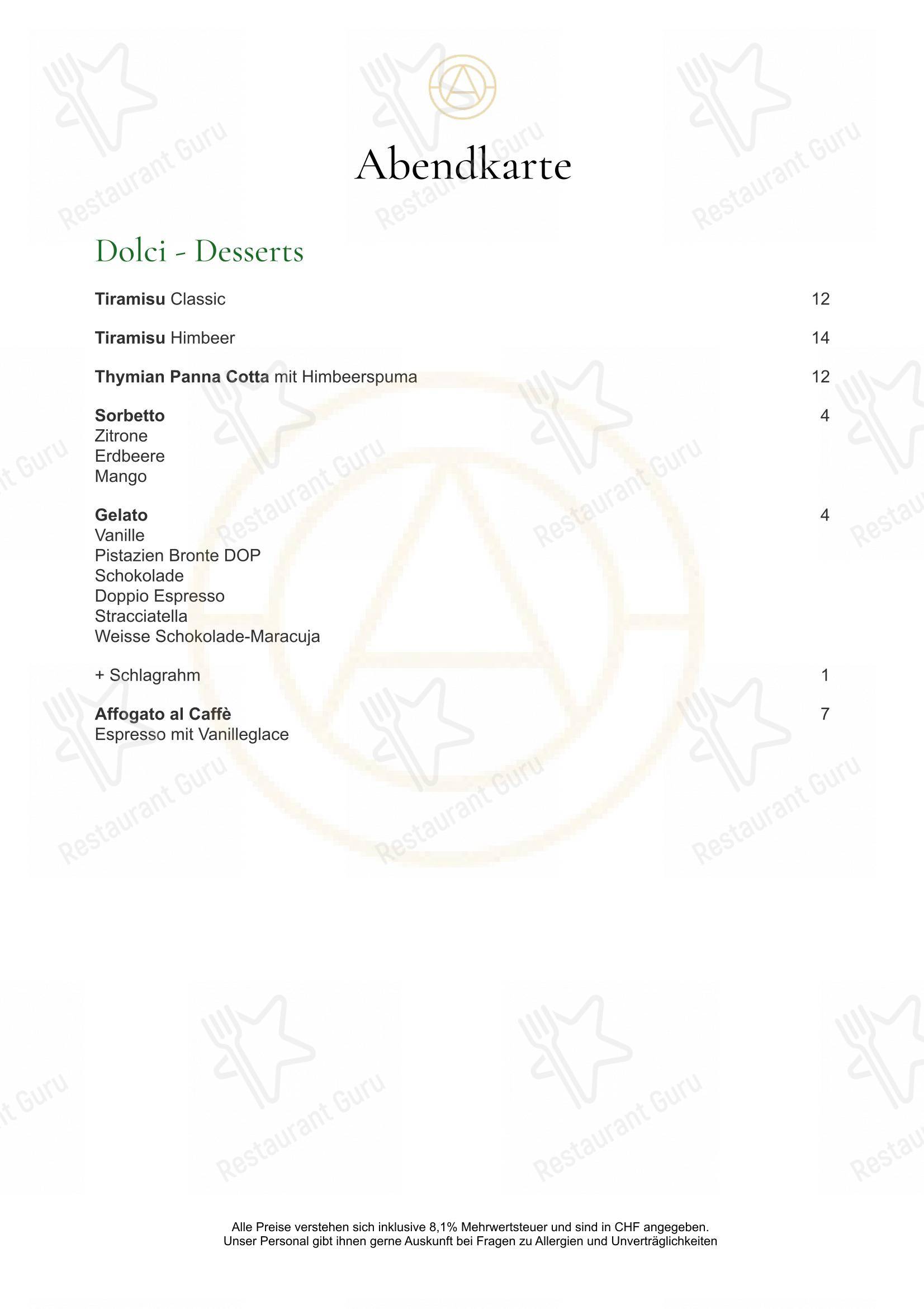 Основное меню per ATTICA Restaurant in Frauenfeld