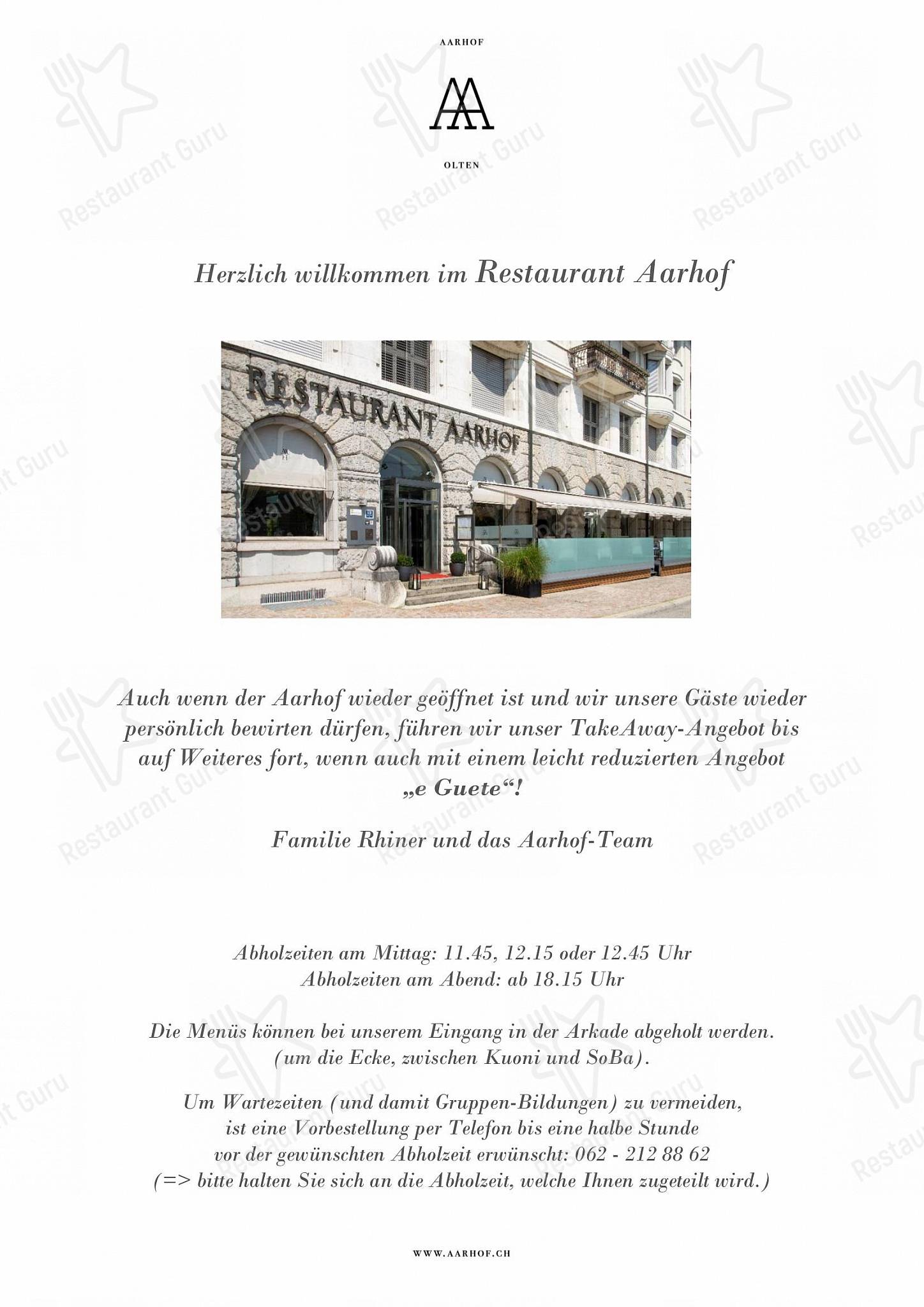 Коктейльная карта pour Restaurant Aarhof restaurant