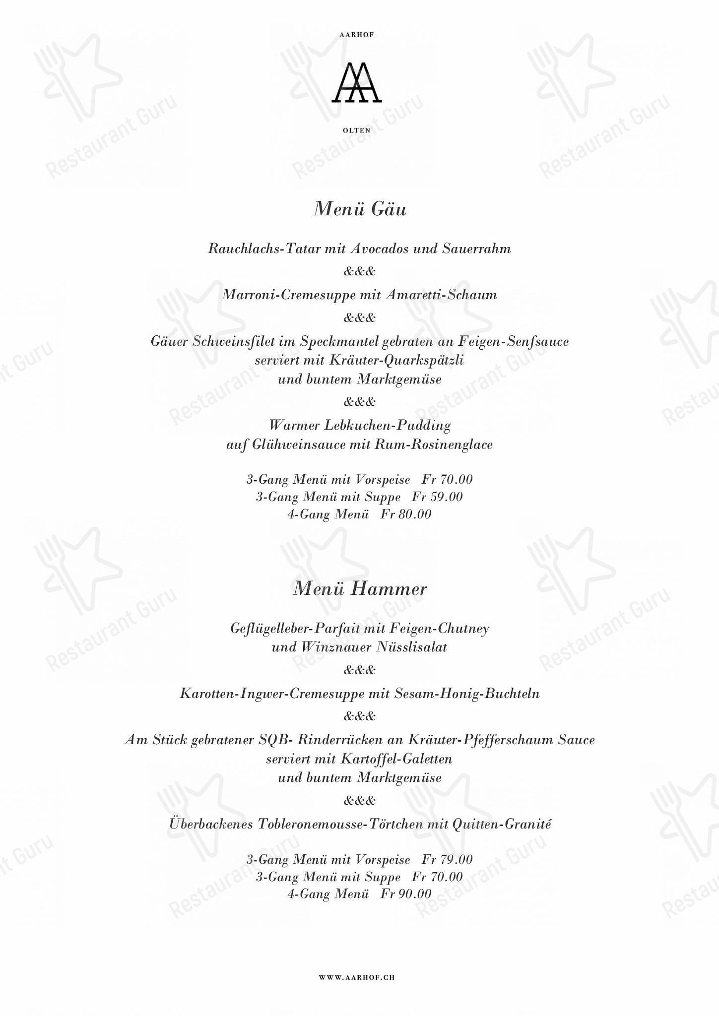 Restaurant Aarhof dans Olten - Коктейльная карта