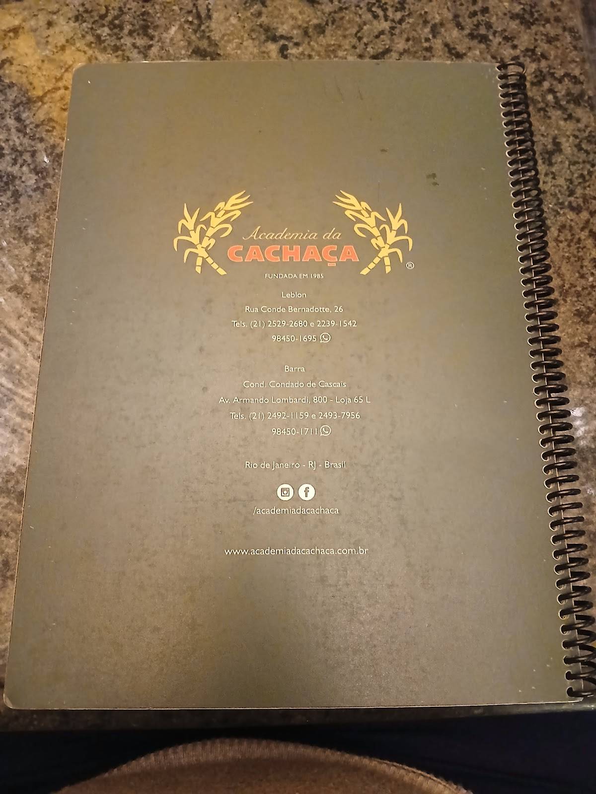 Academia da Cachaça cardápio