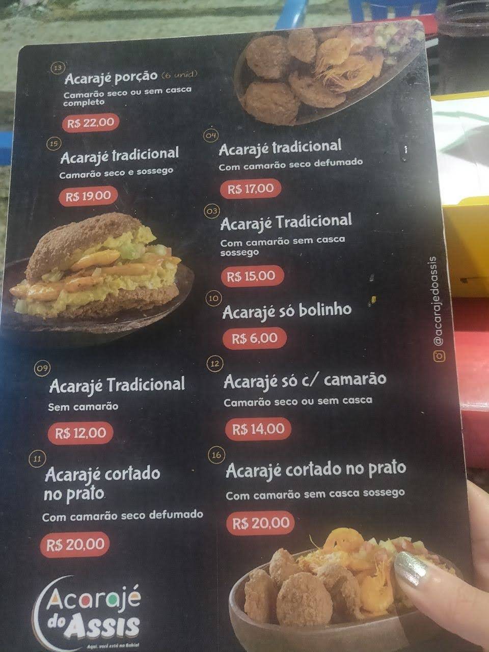 Acarajé do Assis cardápio