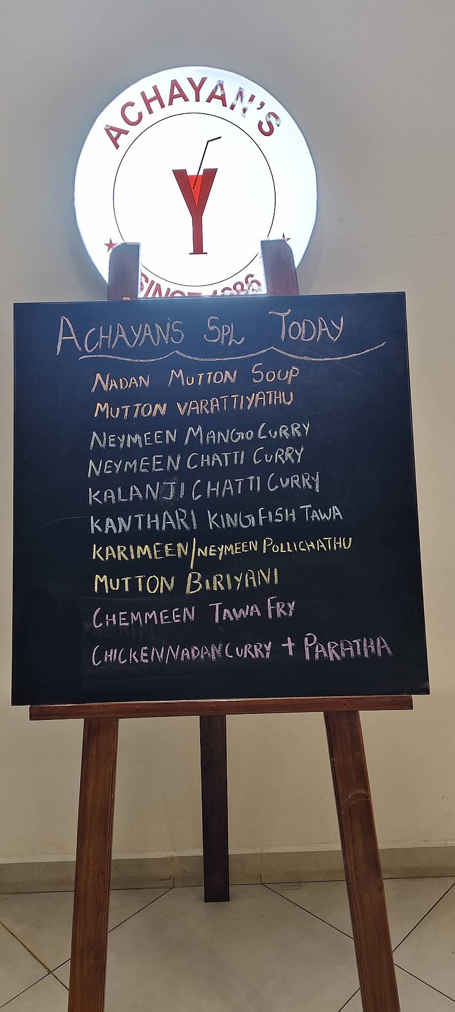 Achayan's Restaurant, Thodupuzha menu