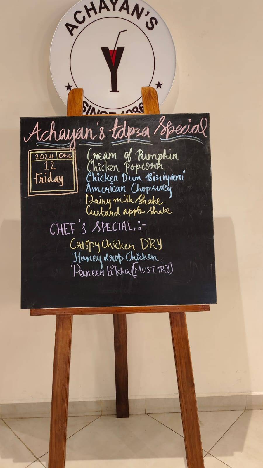 Achayan's Restaurant, Thodupuzha menu