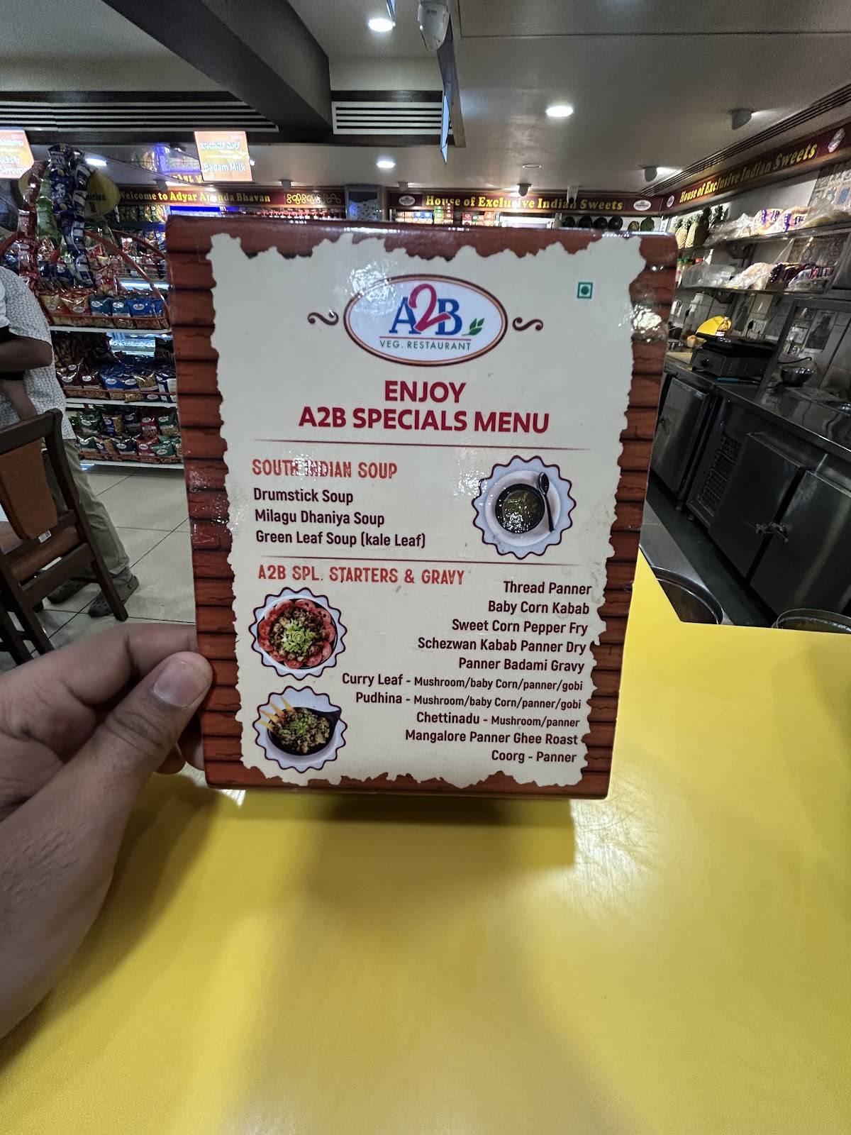 Adyar Ananda Bhavan - A2B menu