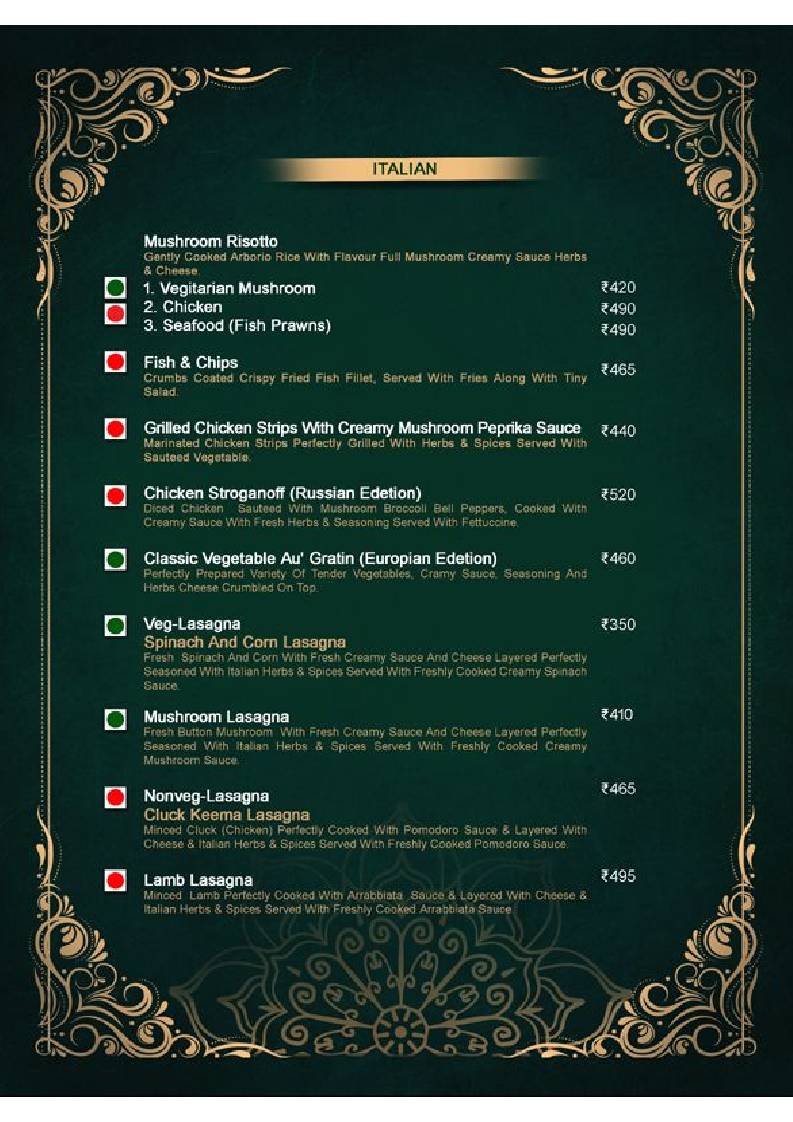 London Coffee Club (A unit of the wales), Agra menu
