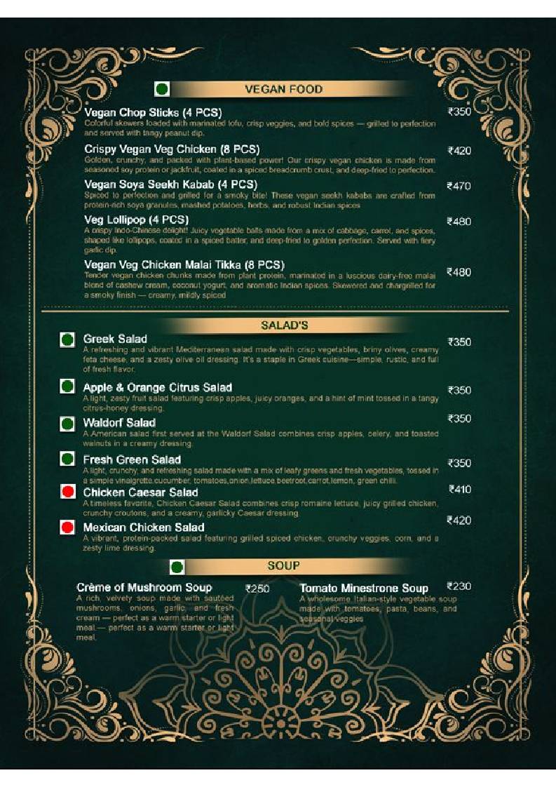 London Coffee Club (A unit of the wales), Agra menu