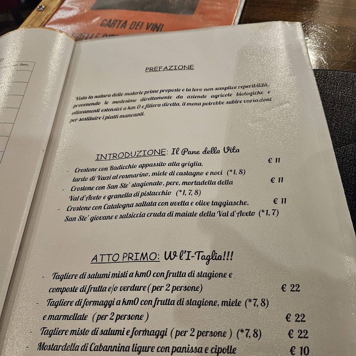 Menu di Al Fuoko 