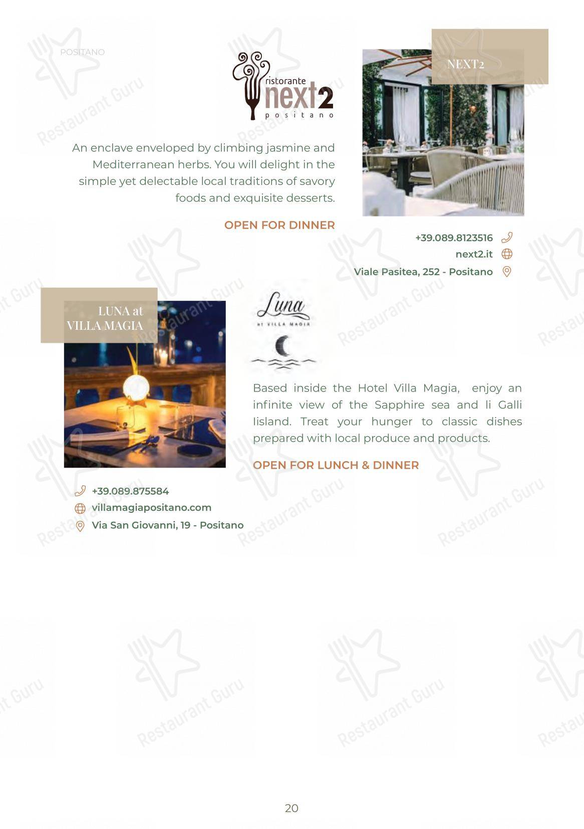 Al Palazzo in Positano - Menu