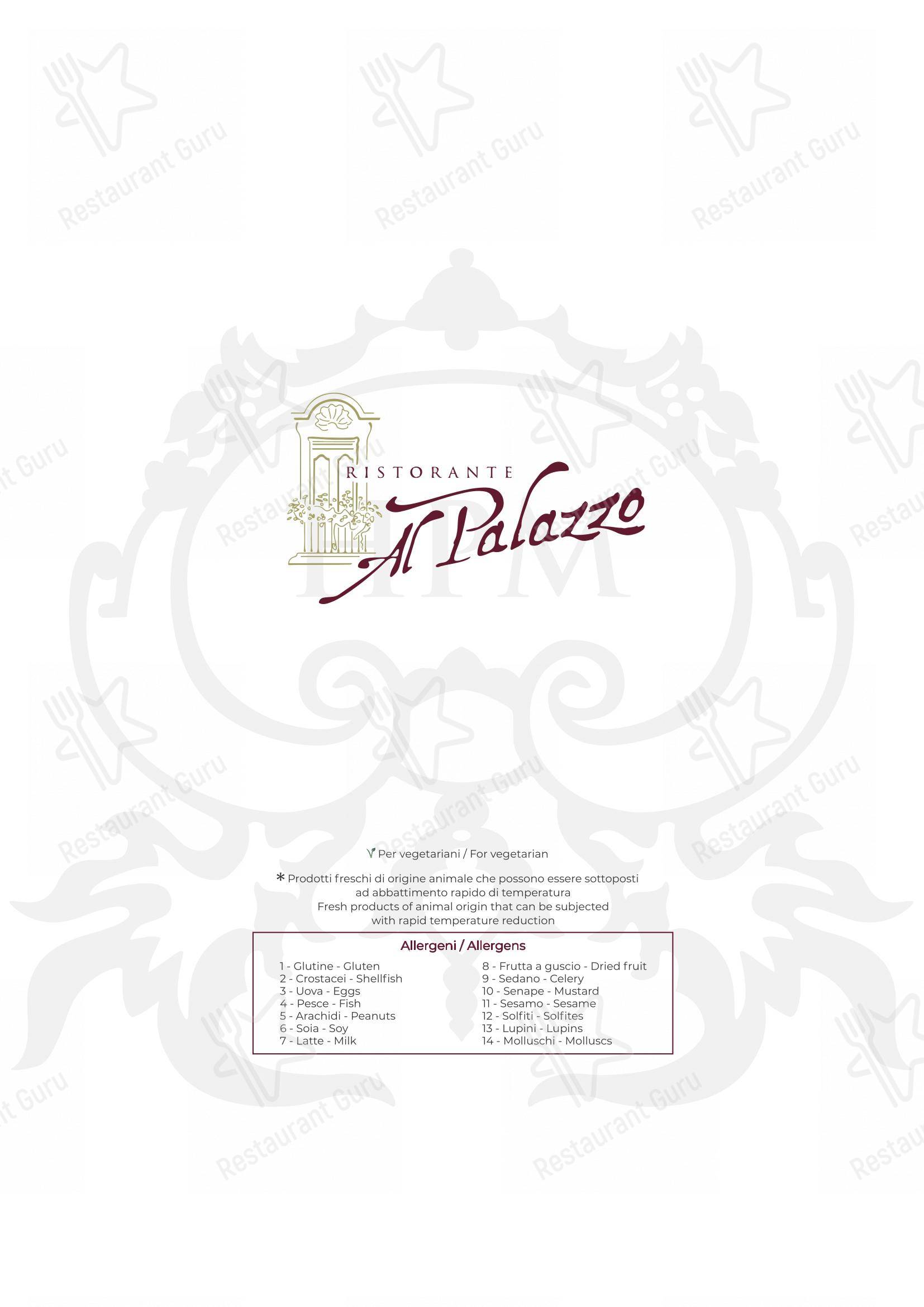 Menu di Al Palazzo - Menu bar