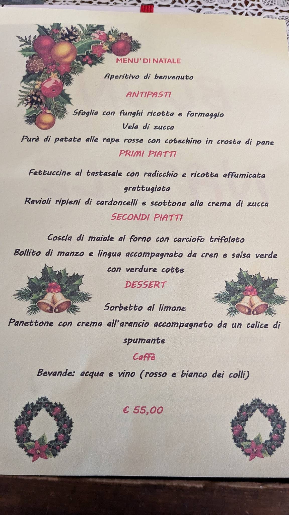 Menu di Al Roccolo 