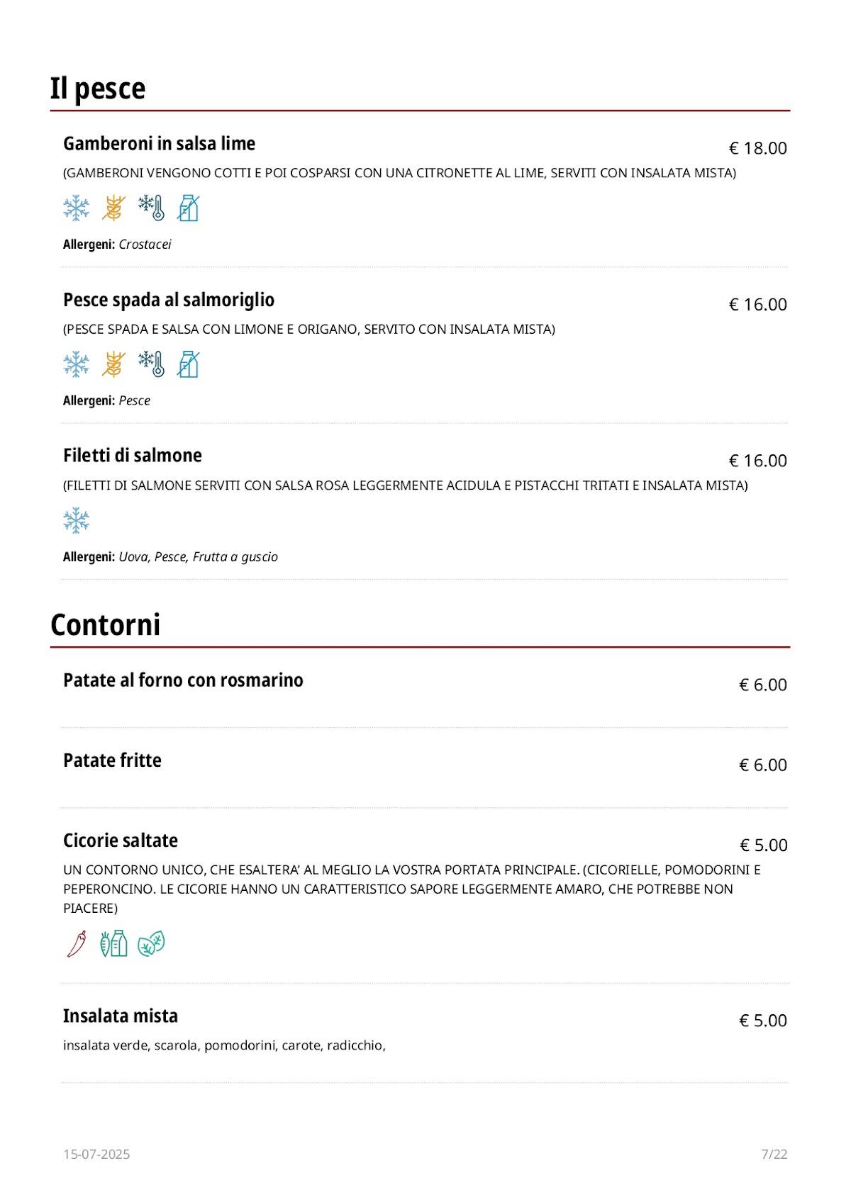 Menu di Fidelio 