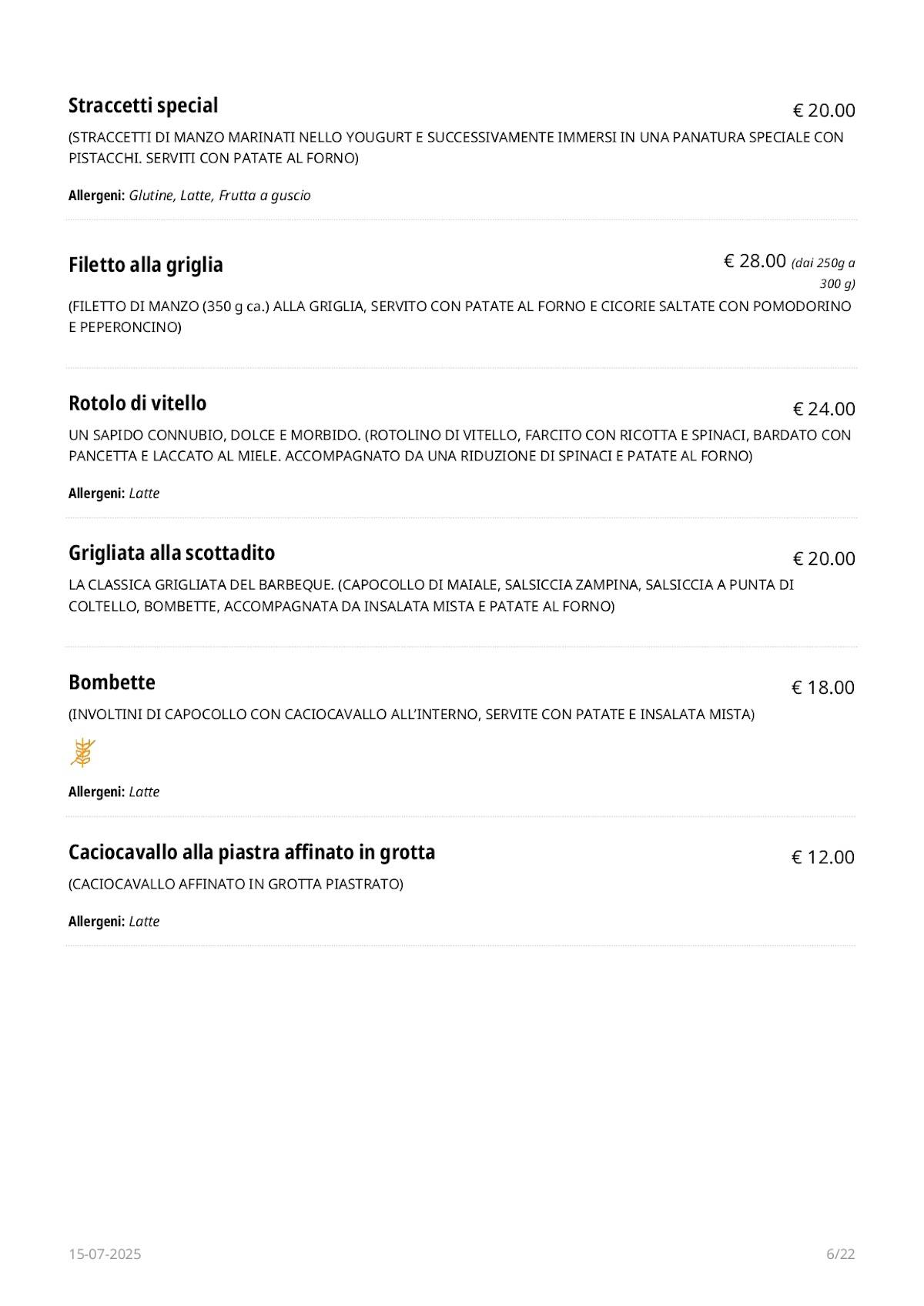 Menu di Fidelio 