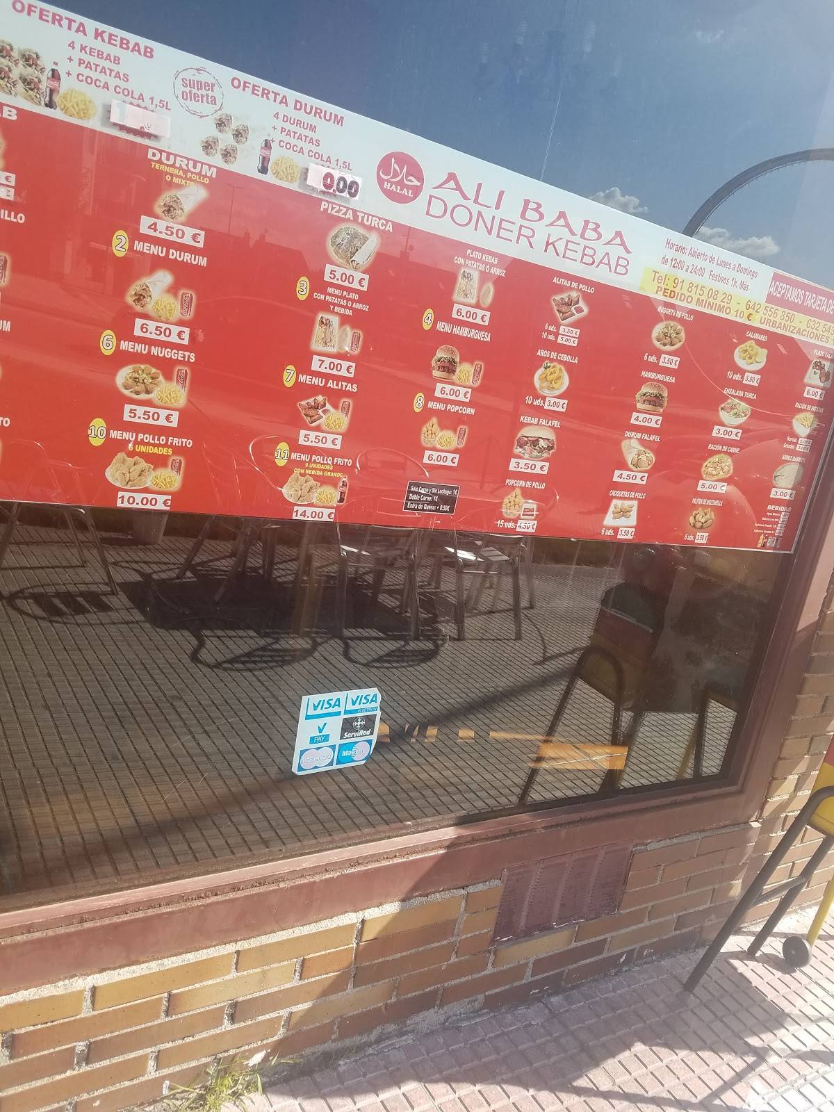 Carta de Ali Baba Döner Kebab Restaurante Hindu, Villanueva del Pardillo