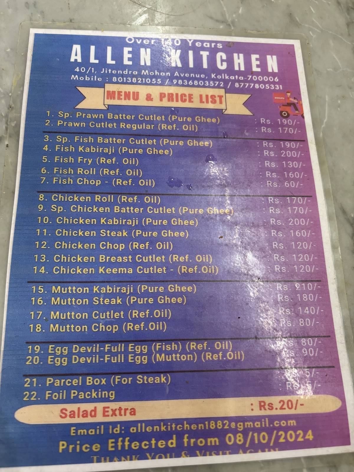Allen Kitchen menu